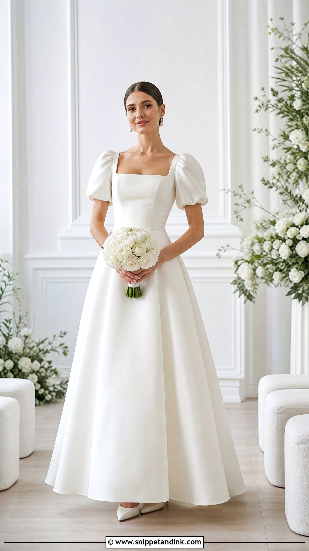 Square Neck Puff Sleeve Wedding Dress - Snippet and Ink - 20 Wedding Dress Puff Sleeves