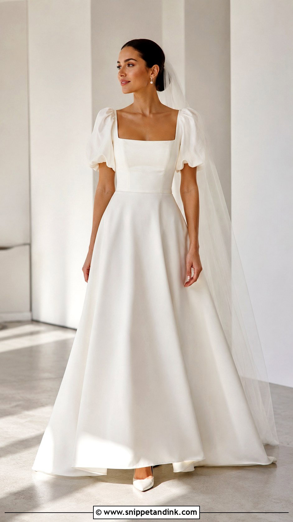 Square Neck Puffy Sleeve Wedding Dress - Snippet and Ink - 25 Wedding Dress Puffy Sleeves
