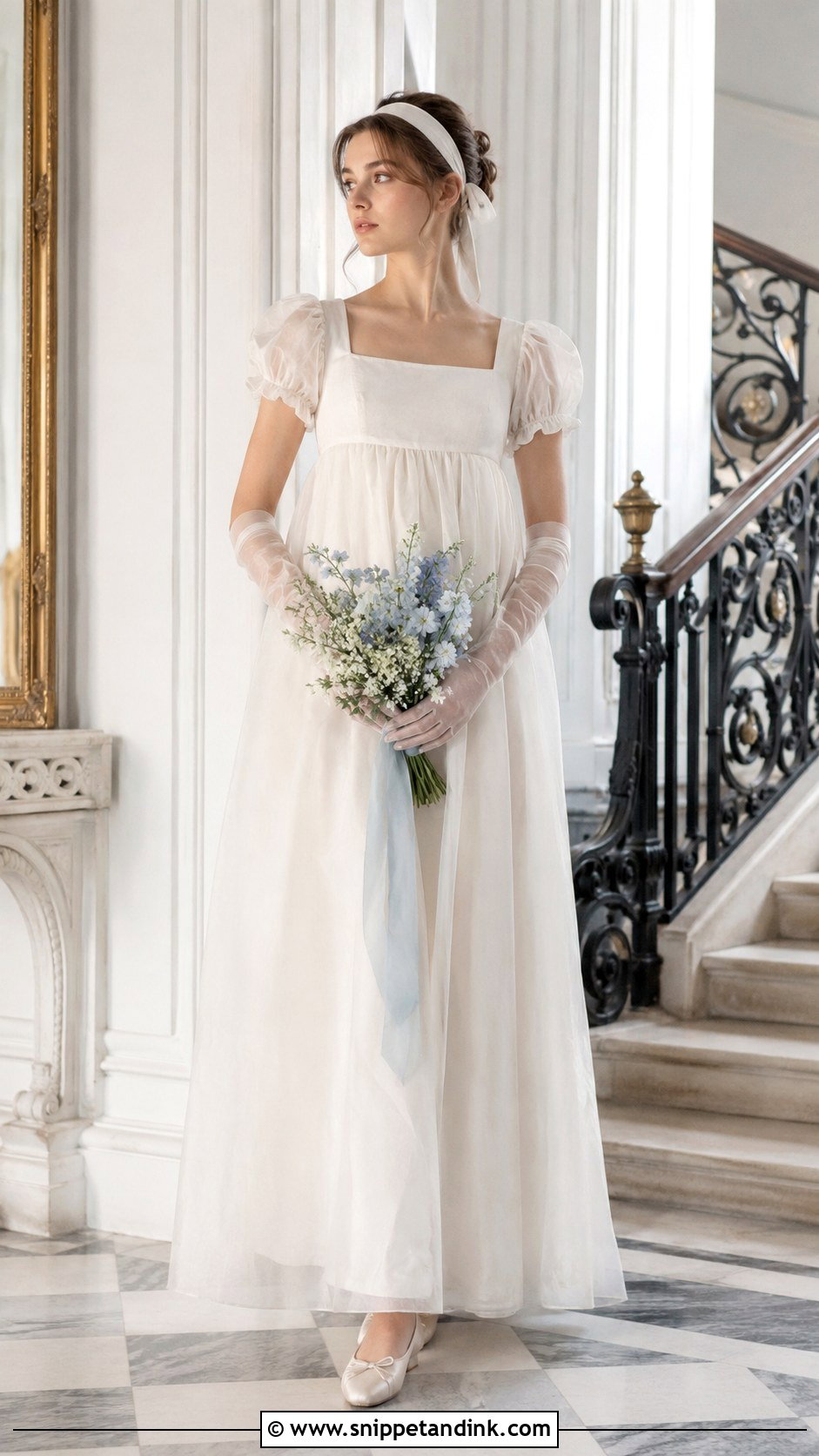 Square Neck Regency Wedding Dress - Snippet and Ink - 20 Francesca Bridgerton Wedding Dress Ideas