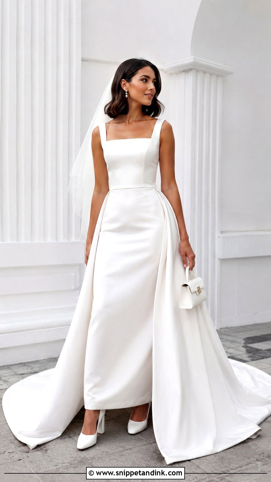 Square Neck Removable Train Wedding Dress - Snippet and Ink - 20 Removable Train Wedding Dress Ideas