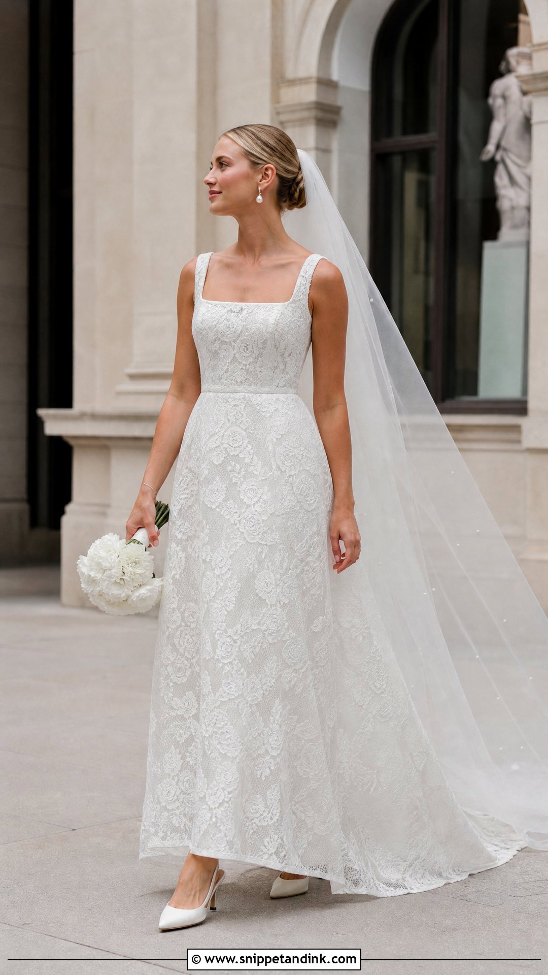 Square Neck Rose Lace Wedding Dress - Snippet and Ink - 20 Wedding Dress with Roses Ideas