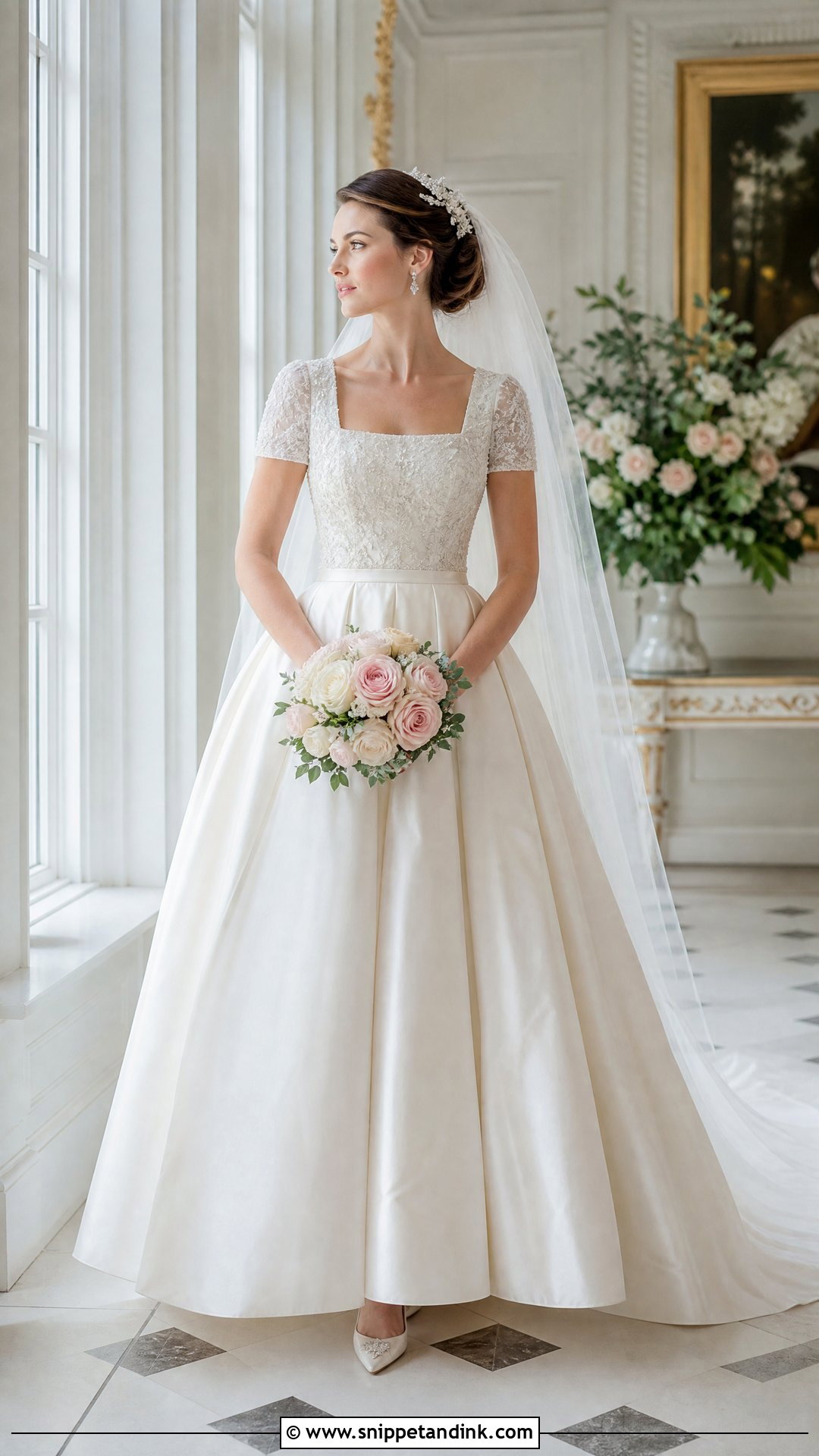 Square Neck Royal Wedding Dress - Snippet and Ink - 20 Princess Beatrice Wedding Dress Ideas