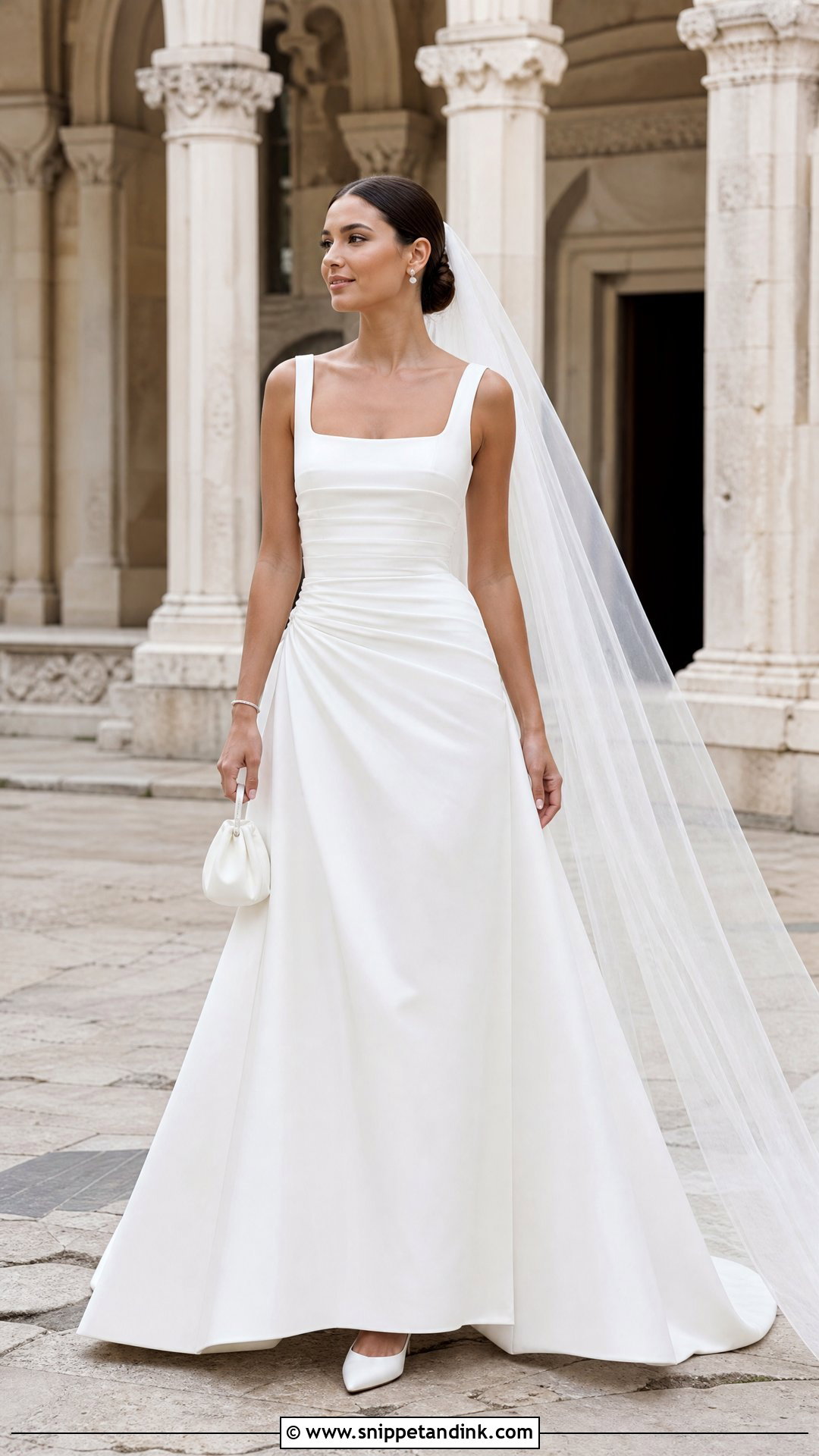Square Neck Ruched Wedding Dress - Snippet and Ink - 25 Ruched Wedding Dress Ideas