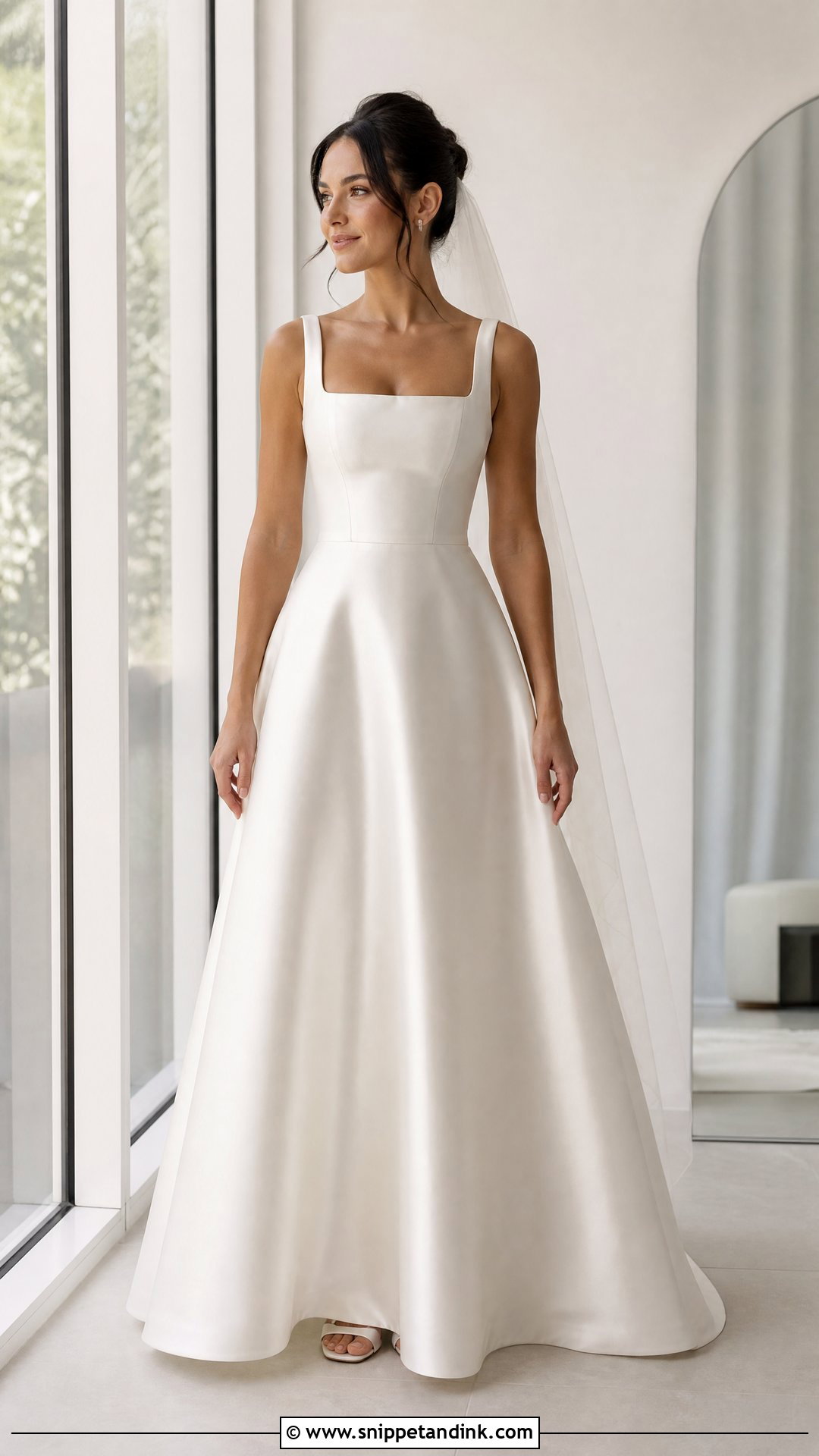 Square Neck Satin A Line Wedding Dress - Snippet and Ink - 20 Wedding Dress Hourglass Shape Ideas