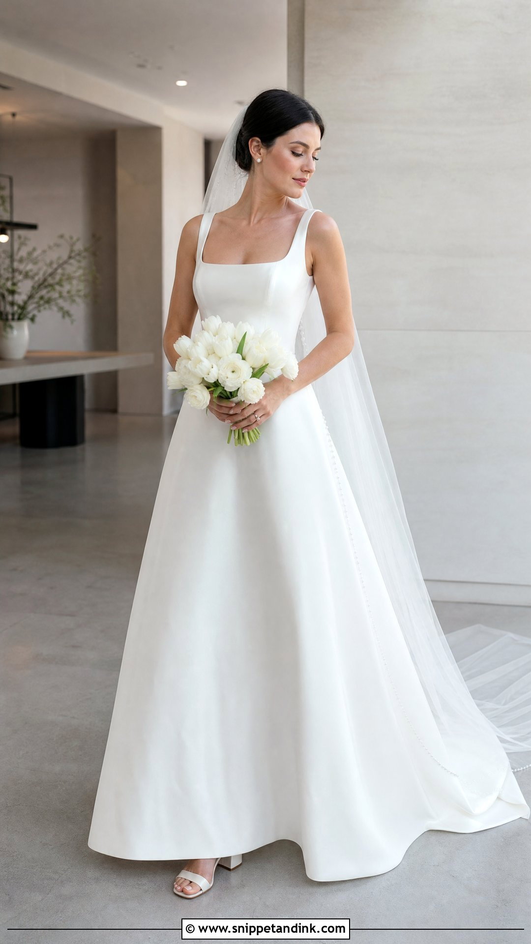 Square Neck Satin A Line Wedding Dress - Snippet and Ink - 20 Satin Aline Wedding Dress Ideas