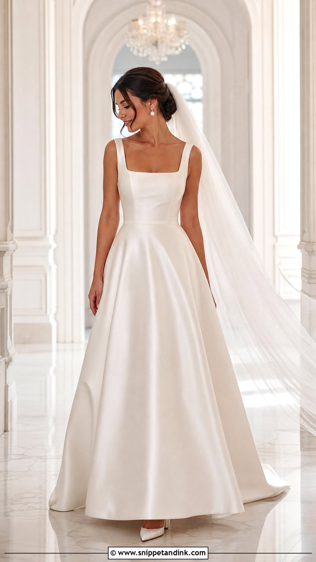 Square Neck Satin A Line Wedding Dress - Snippet and Ink - 20 Square Neck Wedding Dresses