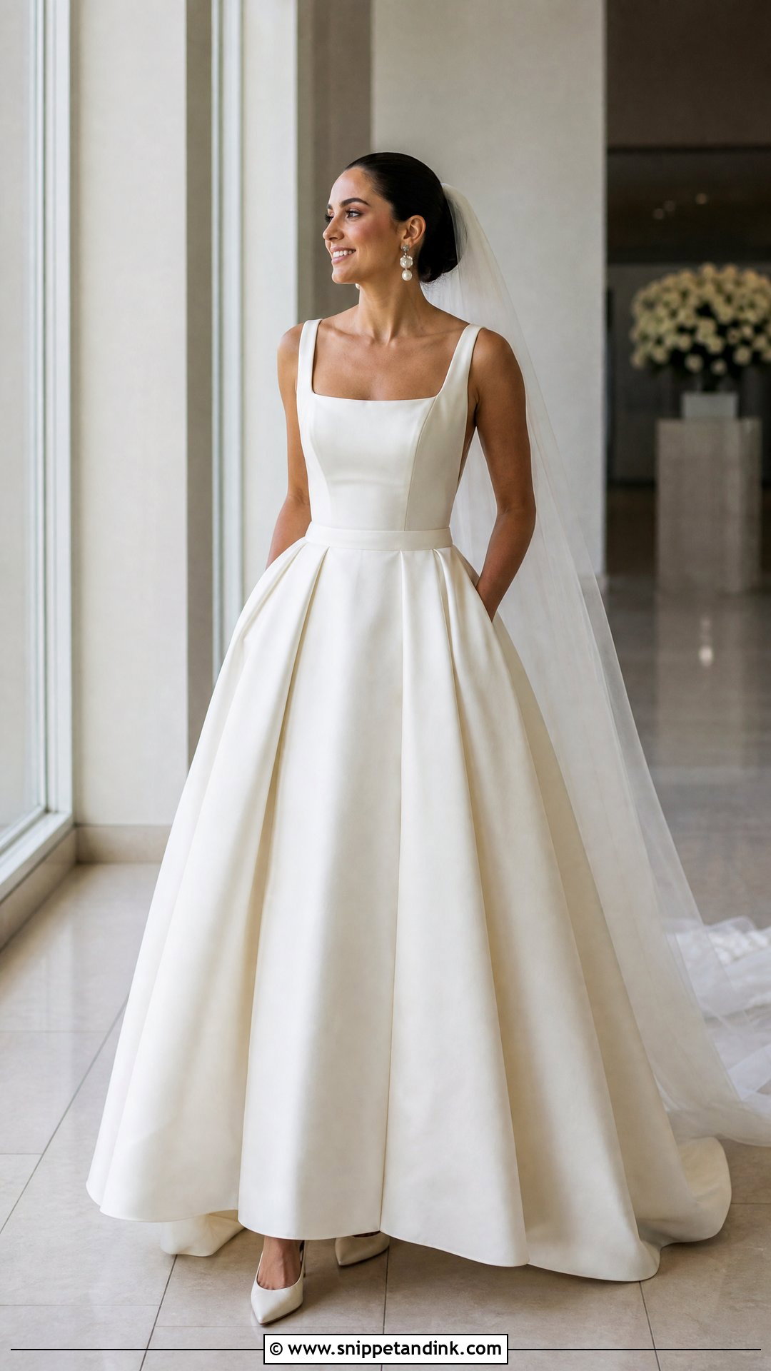 Square Neck Satin Ball Gown Wedding Dress - Snippet and Ink - 20 Big Wedding Dresses Ball Gown