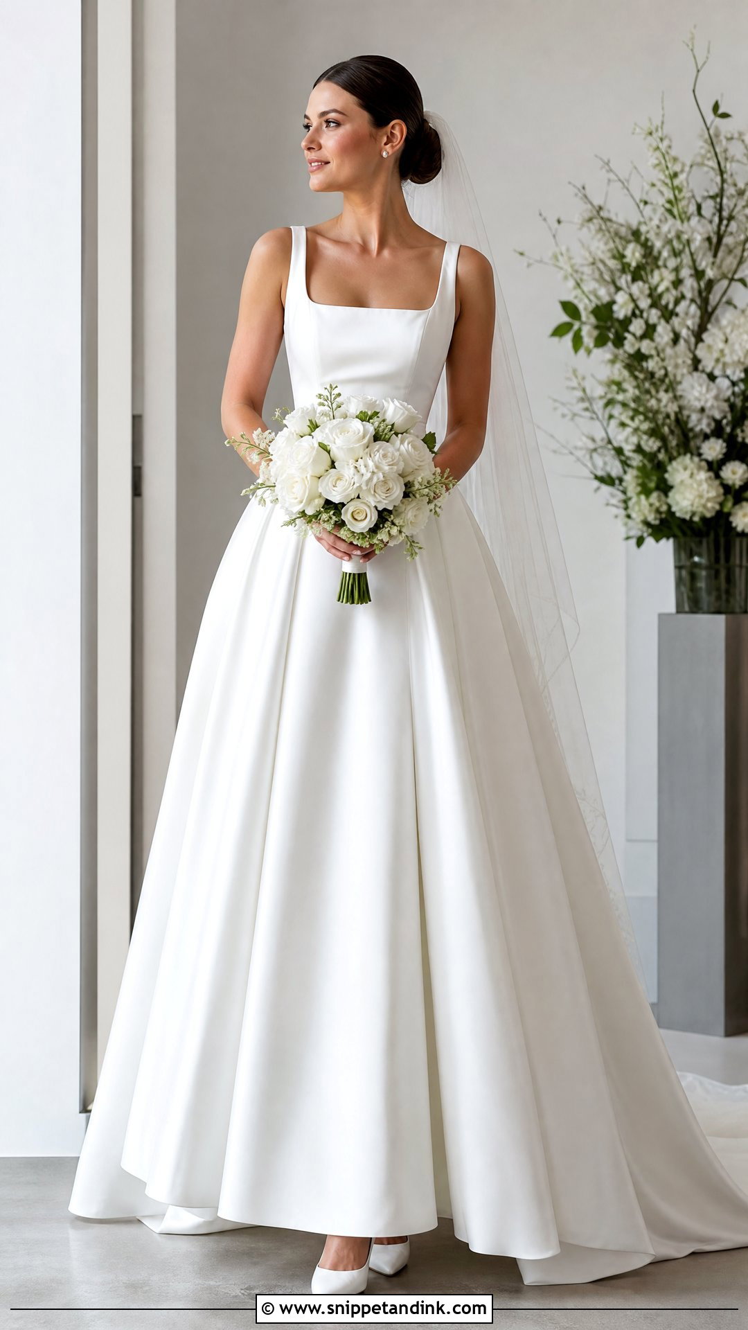 Square Neck Satin Ball Gown Wedding Dress - Snippet and Ink - 25 Satin Ball Gown Wedding Dress Ideas