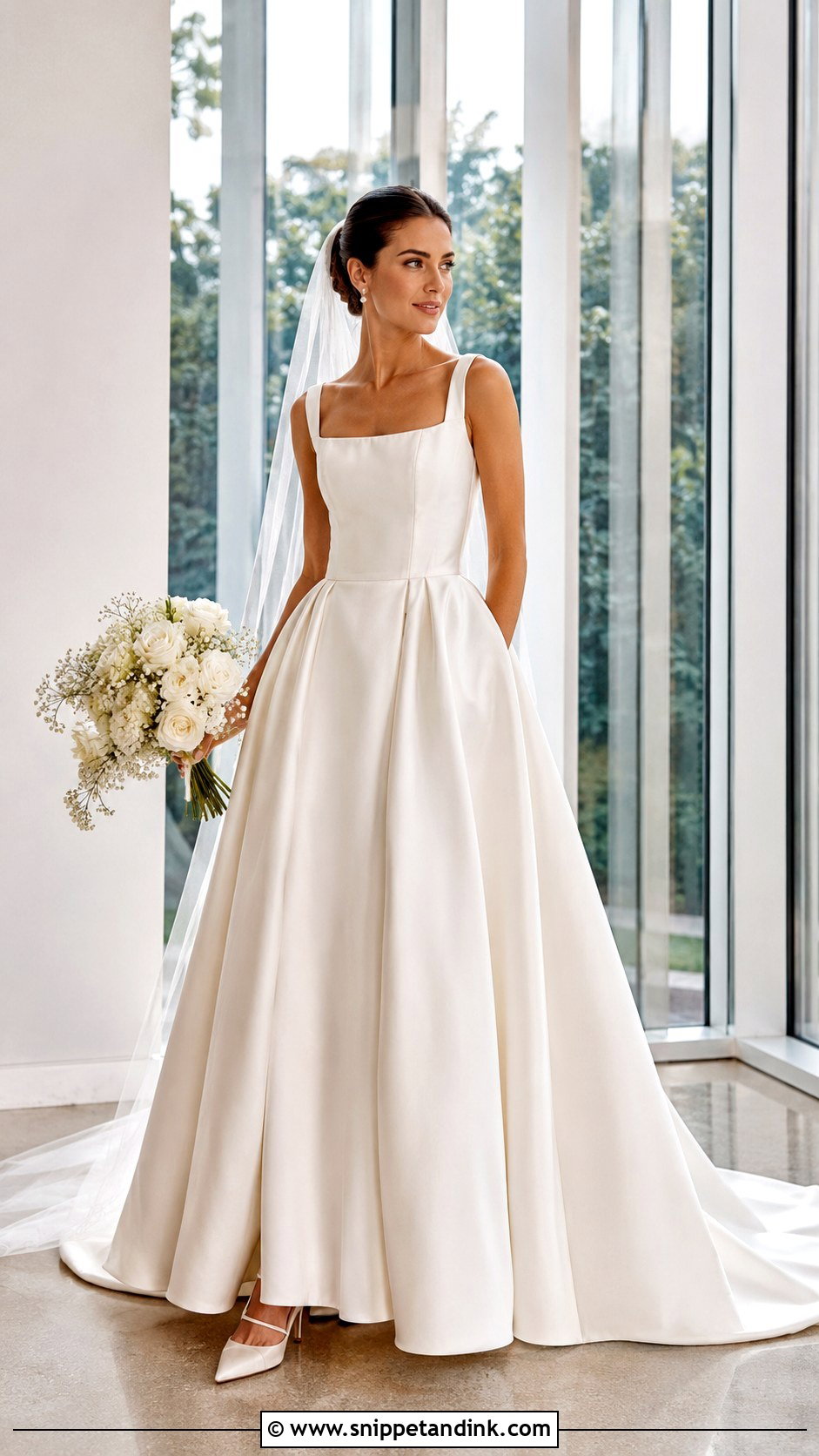 Square Neck Satin Ball Gown Wedding Dress - Snippet and Ink - 20 Ball Gown Wedding Dress Princess Ideas