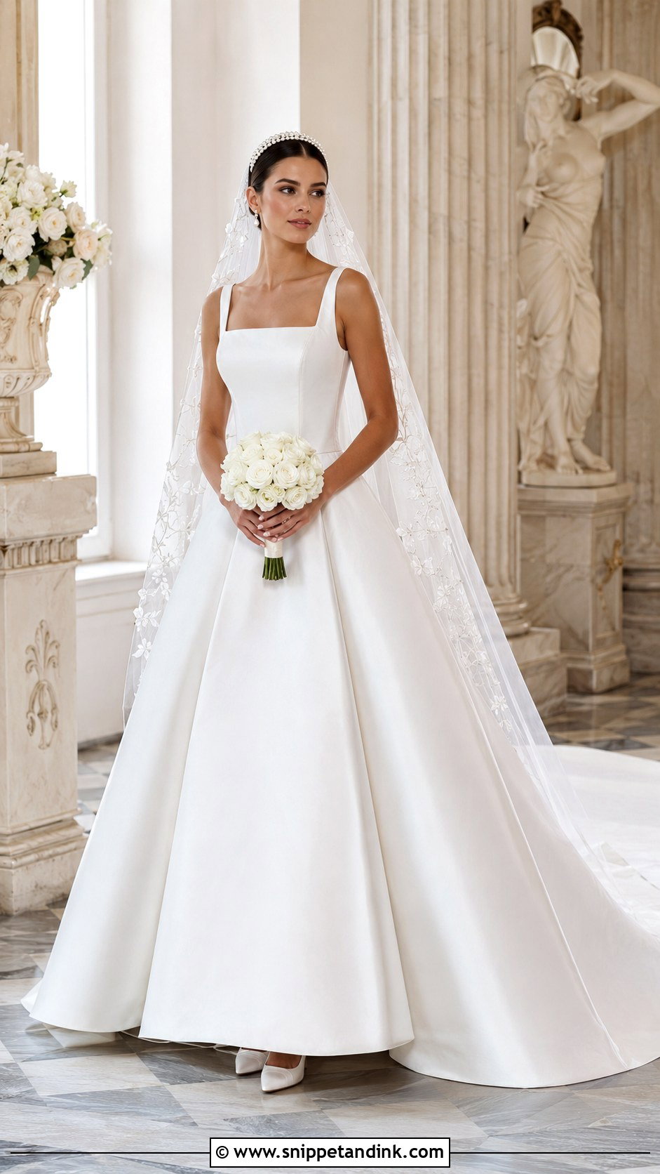Square Neck Satin Ball Gown Wedding Dress - Snippet and Ink - 20 Fairy Tale Wedding Dress Romantic Ideas