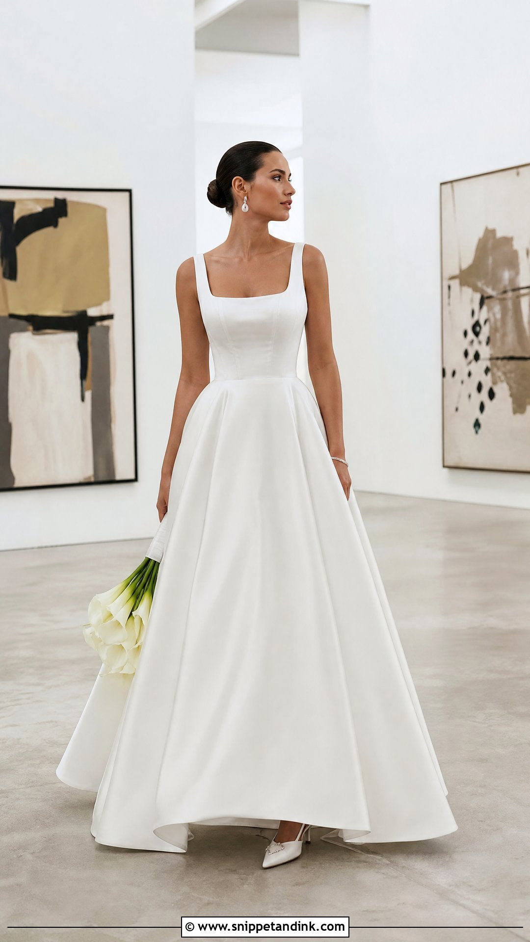 Square Neck Satin Ballgown Wedding Dress - Snippet and Ink - 25 Satin Ballgown Wedding Dress Ideas