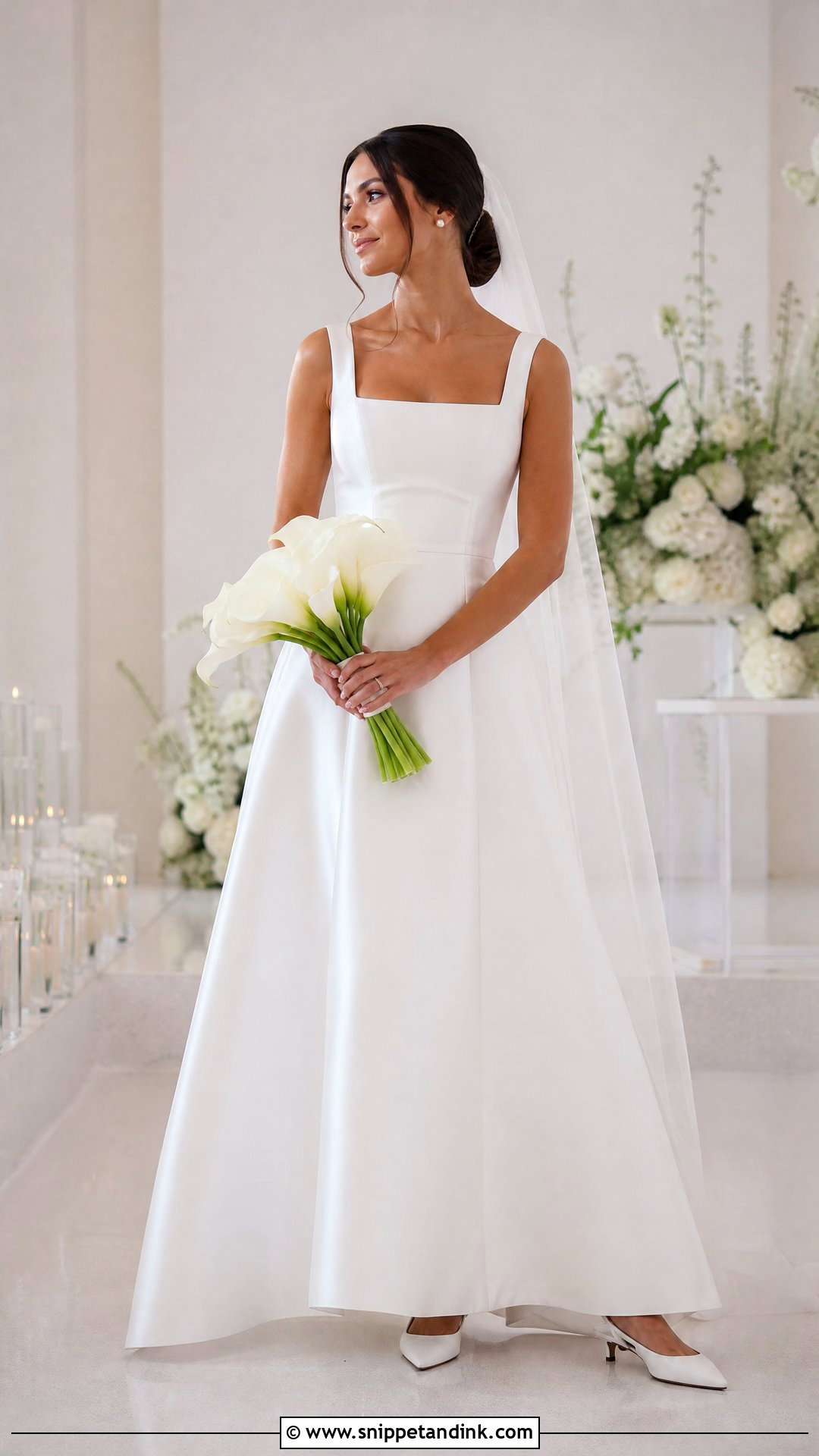 Square Neck Satin Bridal Dress - Snippet and Ink - 20 Satin Bridal Dress Ideas