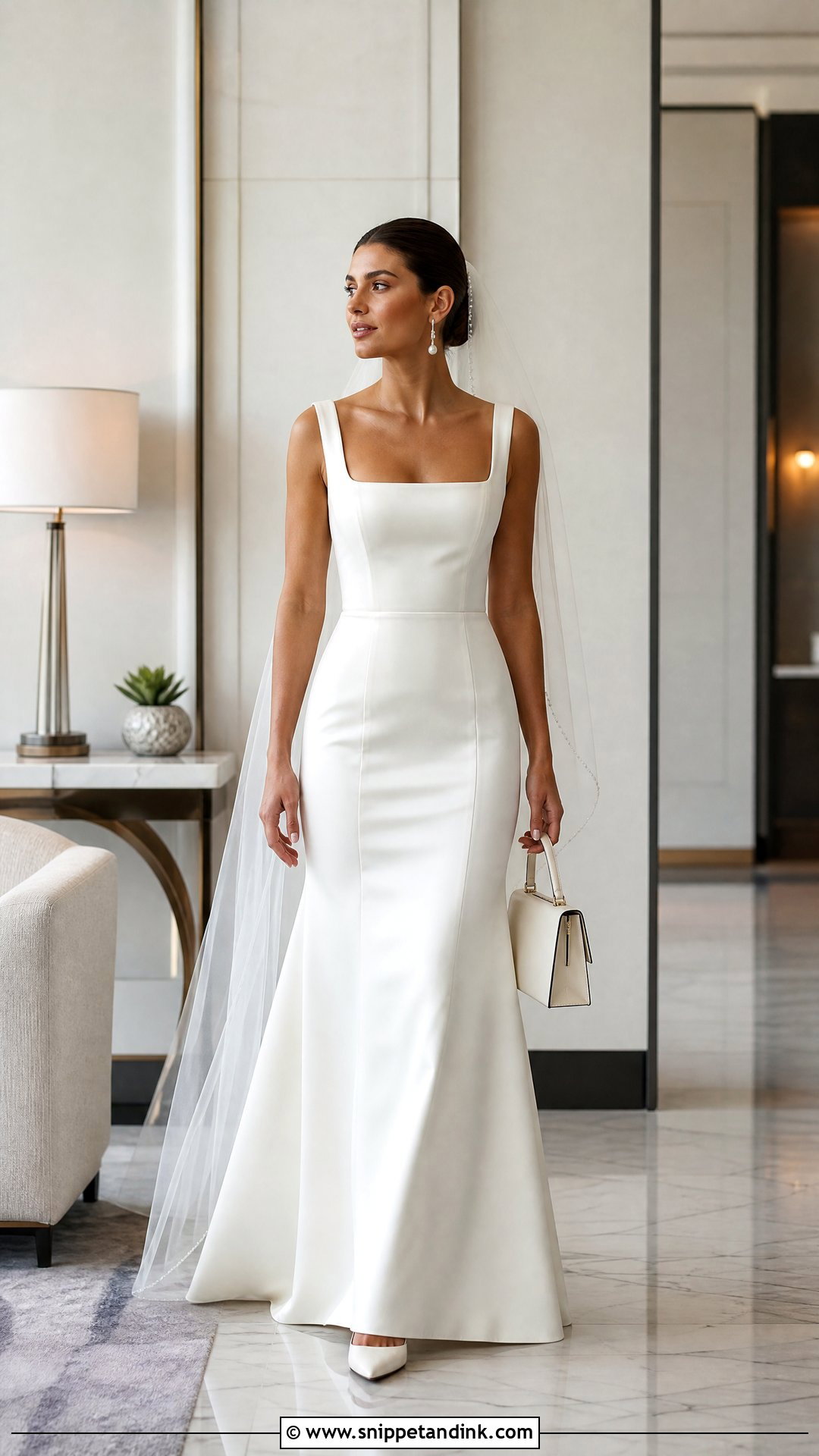 Square Neck Satin Bridal Dress - Snippet and Ink - 20 Modern Bridal Dress Ideas