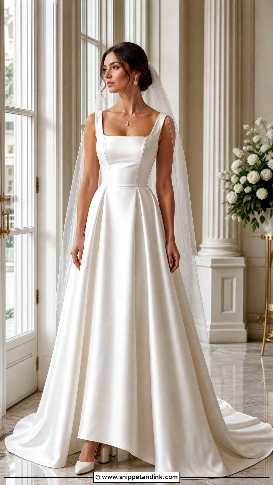 Square Neck Satin Couture Bridal Gown - Snippet and Ink - 25 Couture Bridal Gowns