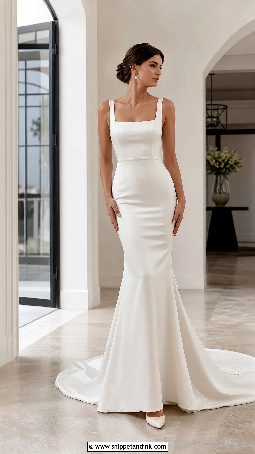 Square Neck Satin Fitted Wedding Dress - Snippet and Ink - 20 Satin Fitted Wedding Dress Ideas