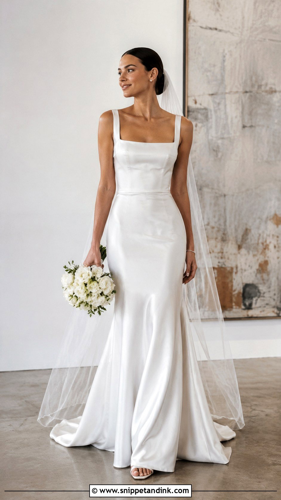 Square Neck Satin Mermaid Wedding Dress - Snippet and Ink - 25 Satin Mermaid Wedding Dress Ideas