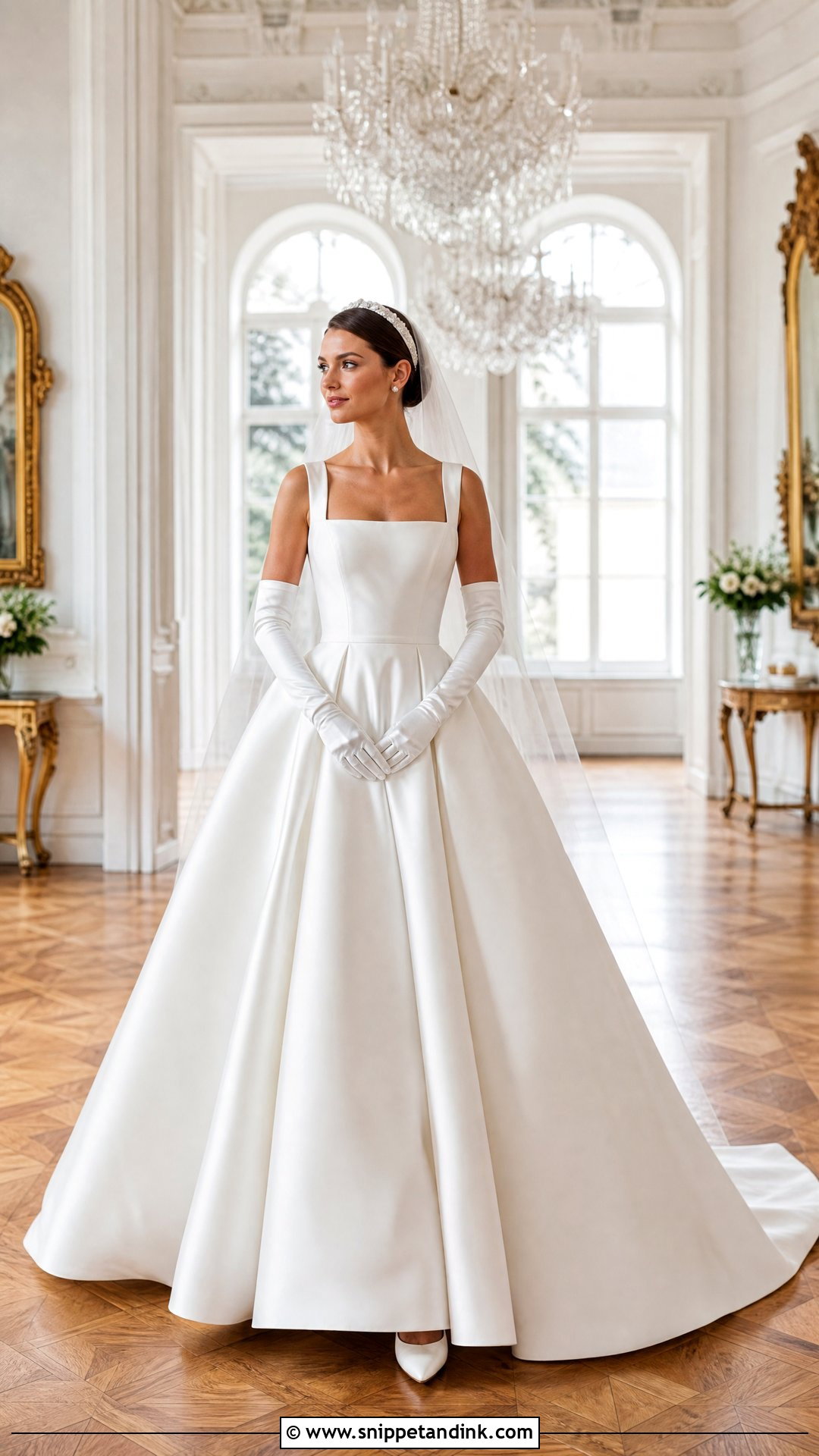 Square Neck Satin Royal Bride Dress - Snippet and Ink - 20 Royal Bride Dress Ideas