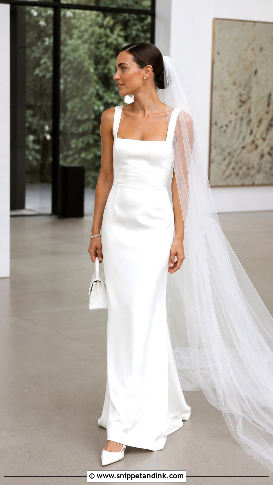 Square Neck Satin Slip Wedding Dress - Snippet and Ink - 20 Satin Slip Wedding Dress Ideas
