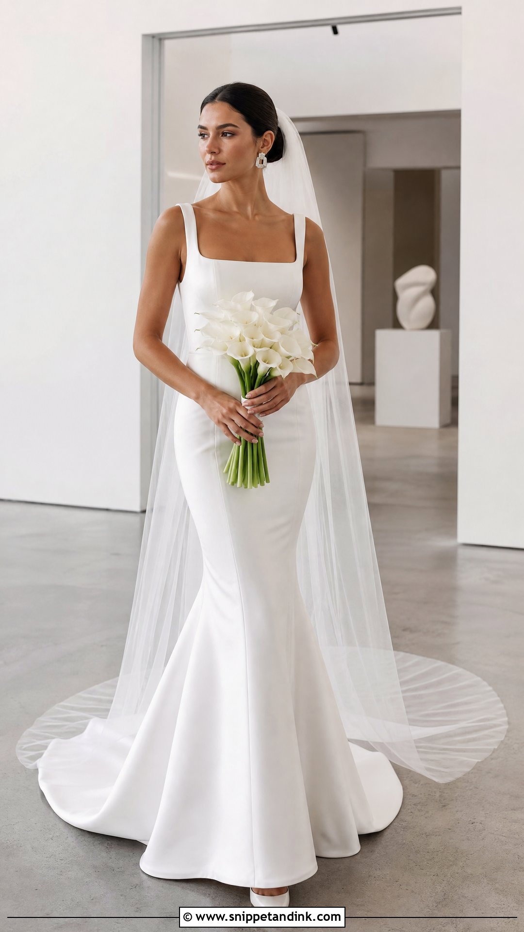 Square Neck Satin Trumpet Wedding Dress - Snippet and Ink - 20 Satin Trumpet Wedding Dress Ideas