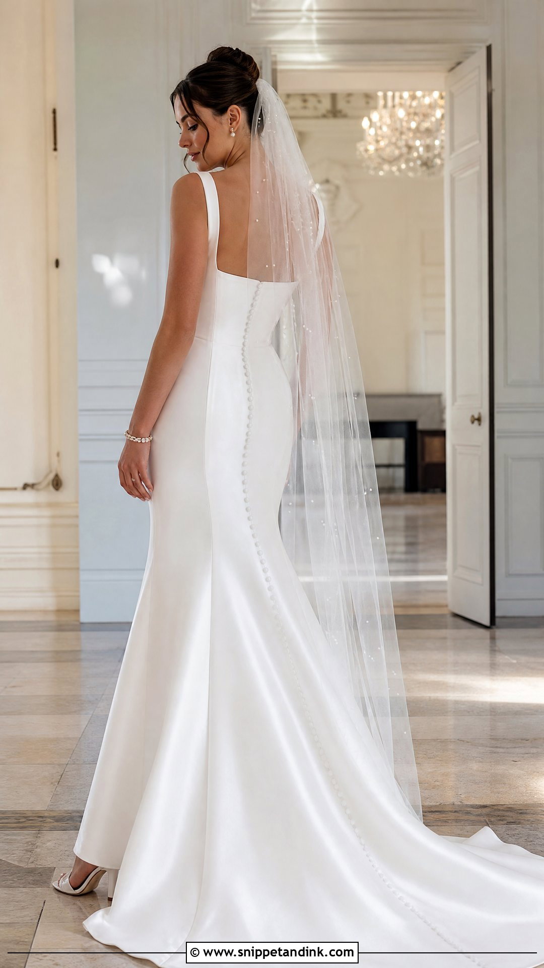 Square Neck Satin Trumpet Wedding Gown - Snippet and Ink - 20 Trumpet Wedding Gown Ideas