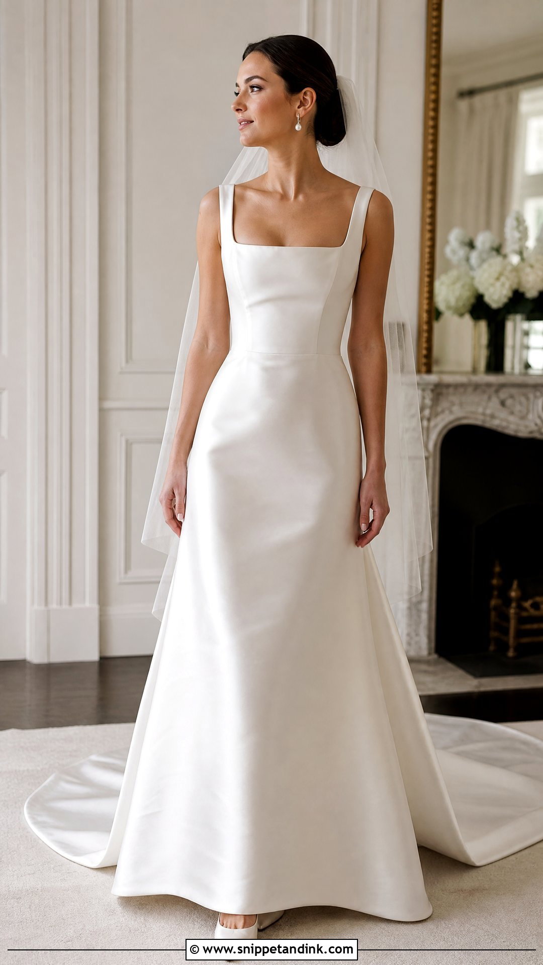 Square Neck Satin Wedding Dress - Snippet and Ink - 25 Wedding Dresses Square Neckline