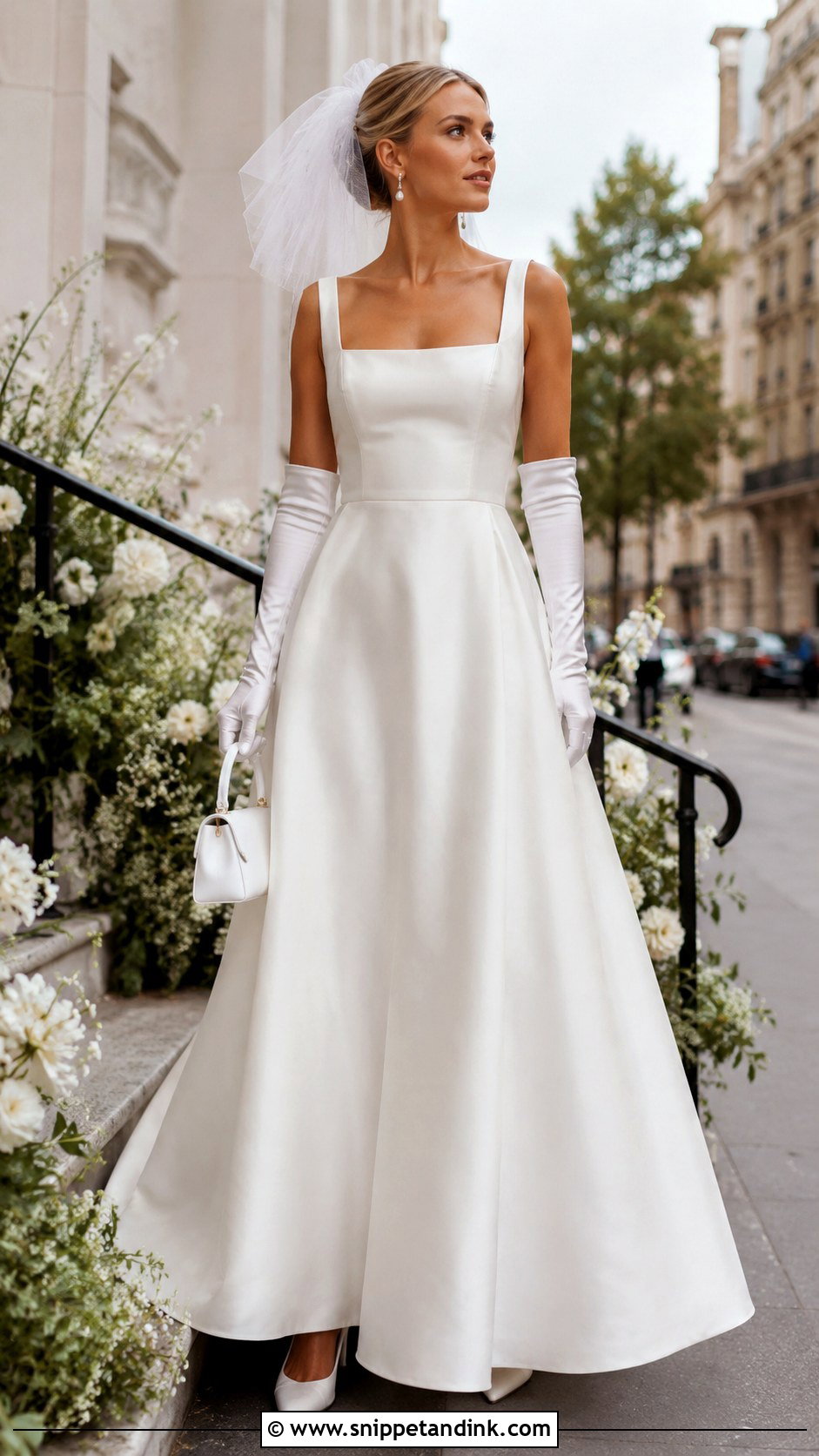 Square Neck Satin Wedding Dress - Snippet and Ink - 20 90s Wedding Dresses