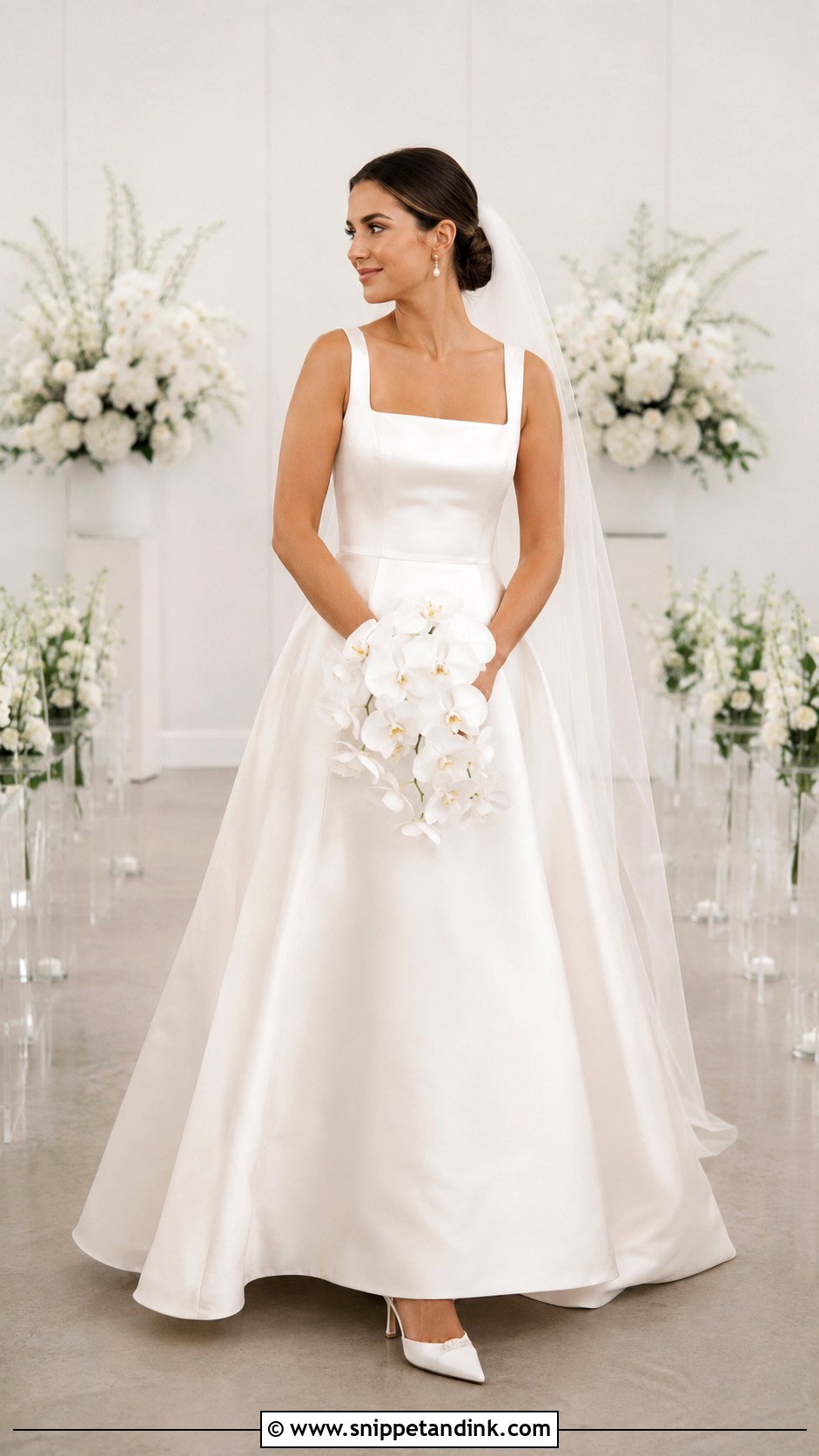 Square Neck Satin Wedding Dress - Snippet and Ink - 20 Bridal Frocks Gowns Wedding Dresses