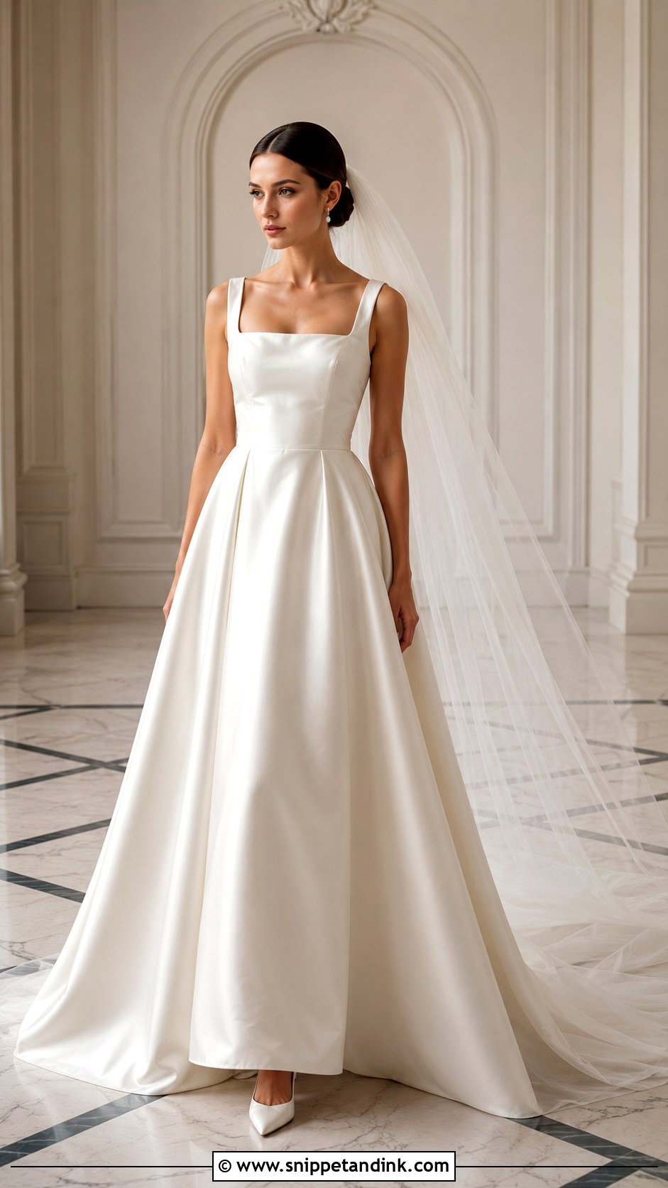 Square Neck Satin Wedding Dress - Snippet and Ink - 20 Glam Wedding Dresses
