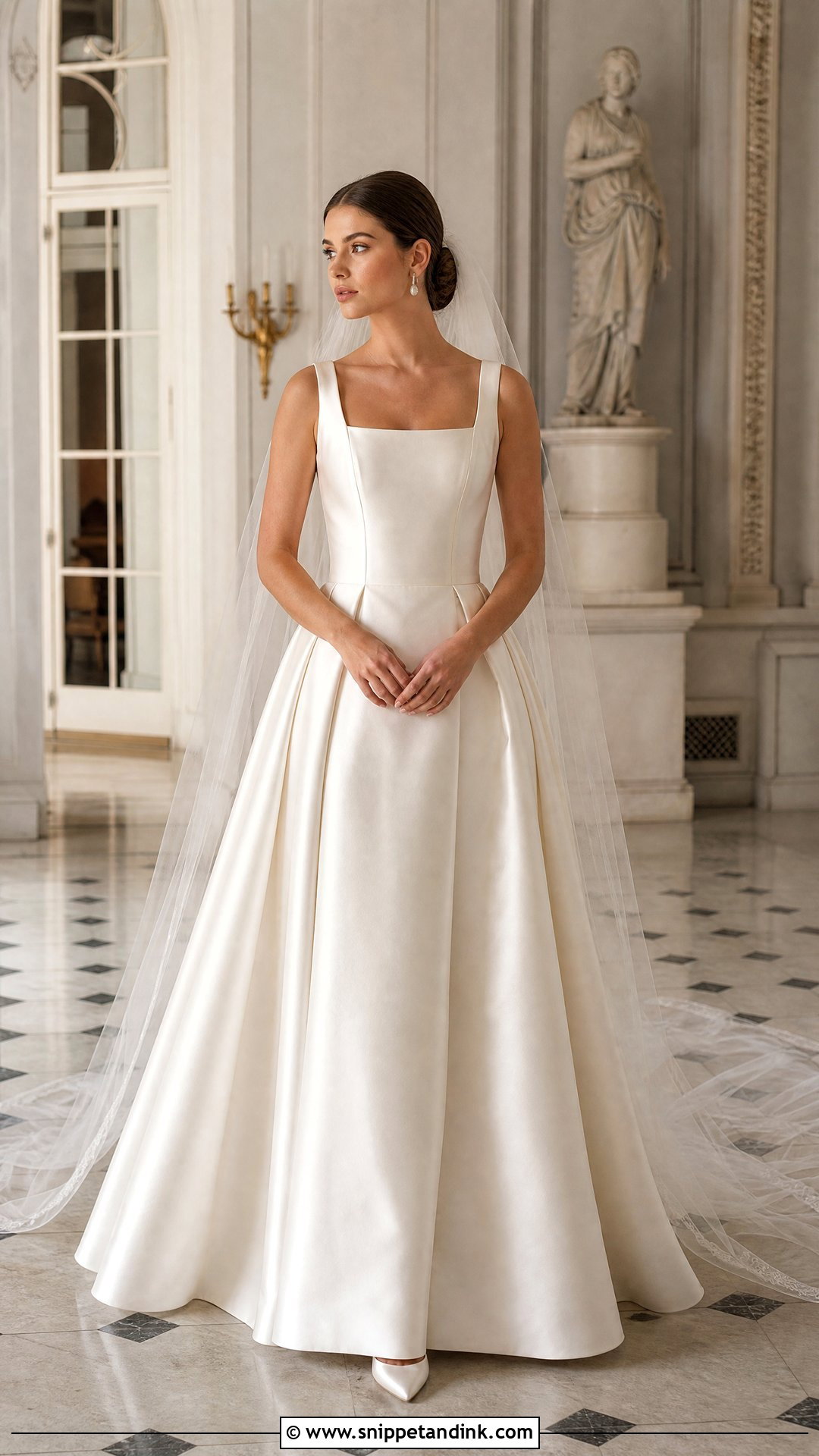 Square Neck Satin Wedding Dress - Snippet and Ink - 20 Silky Satin Wedding Dress Ideas