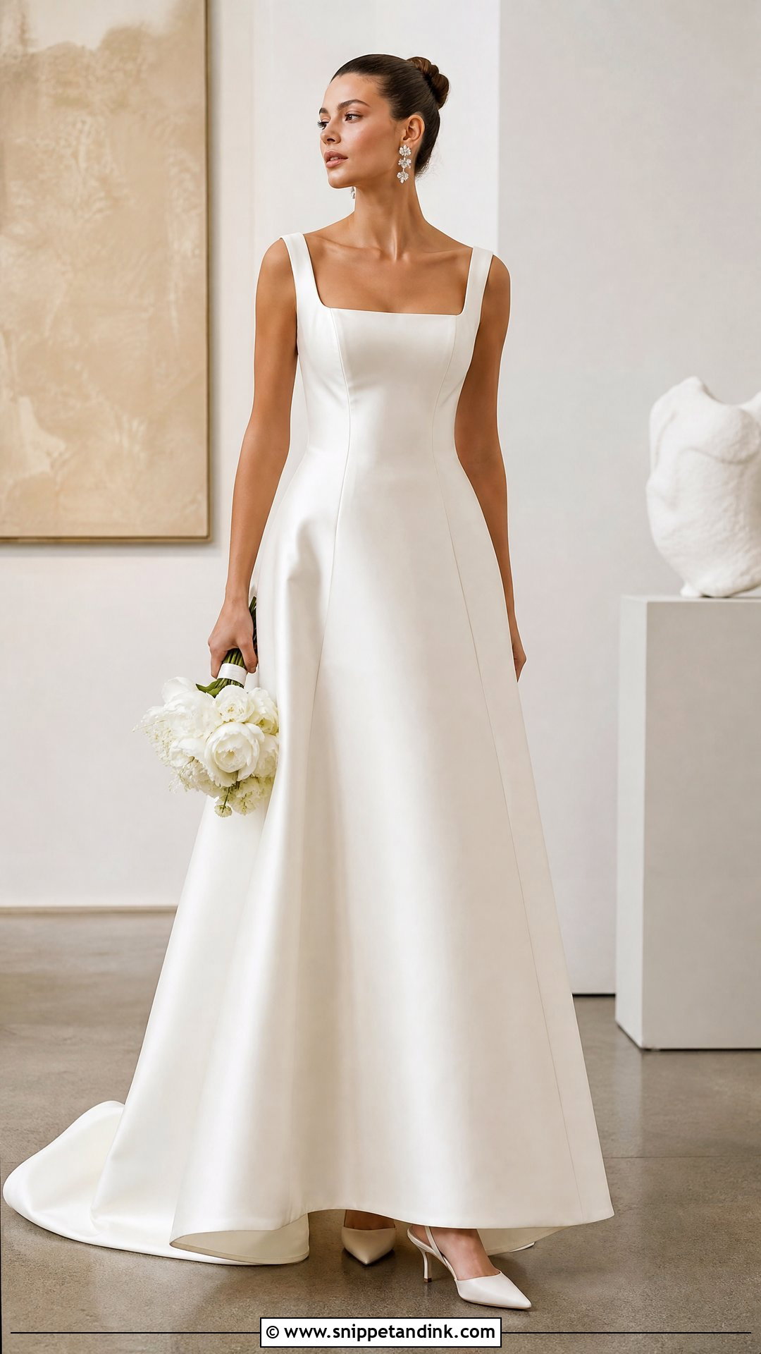 Square Neck Satin Wedding Dress - Snippet and Ink - 20 Small Chest Wedding Dress Ideas