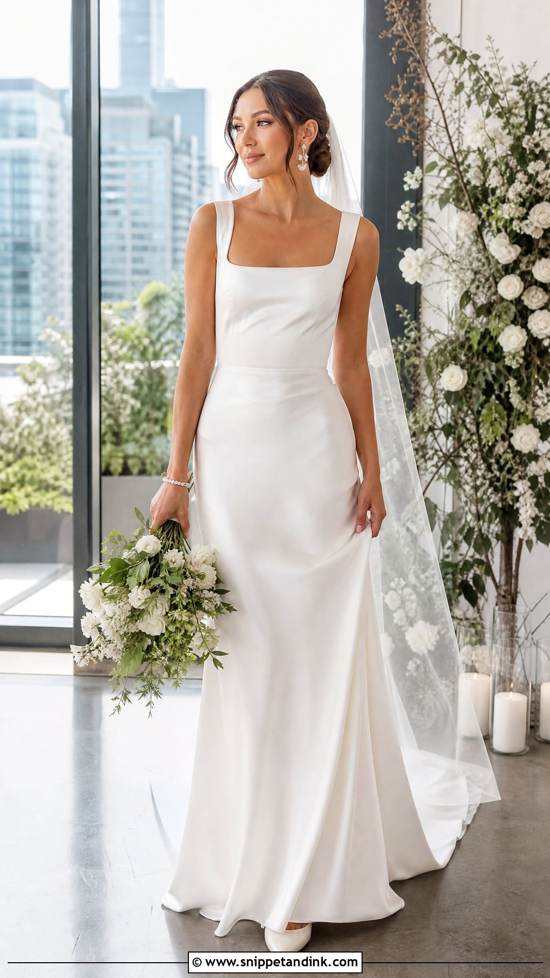 Square Neck Satin Wedding Dress - Snippet and Ink - 20 Stain Wedding Dress Ideas