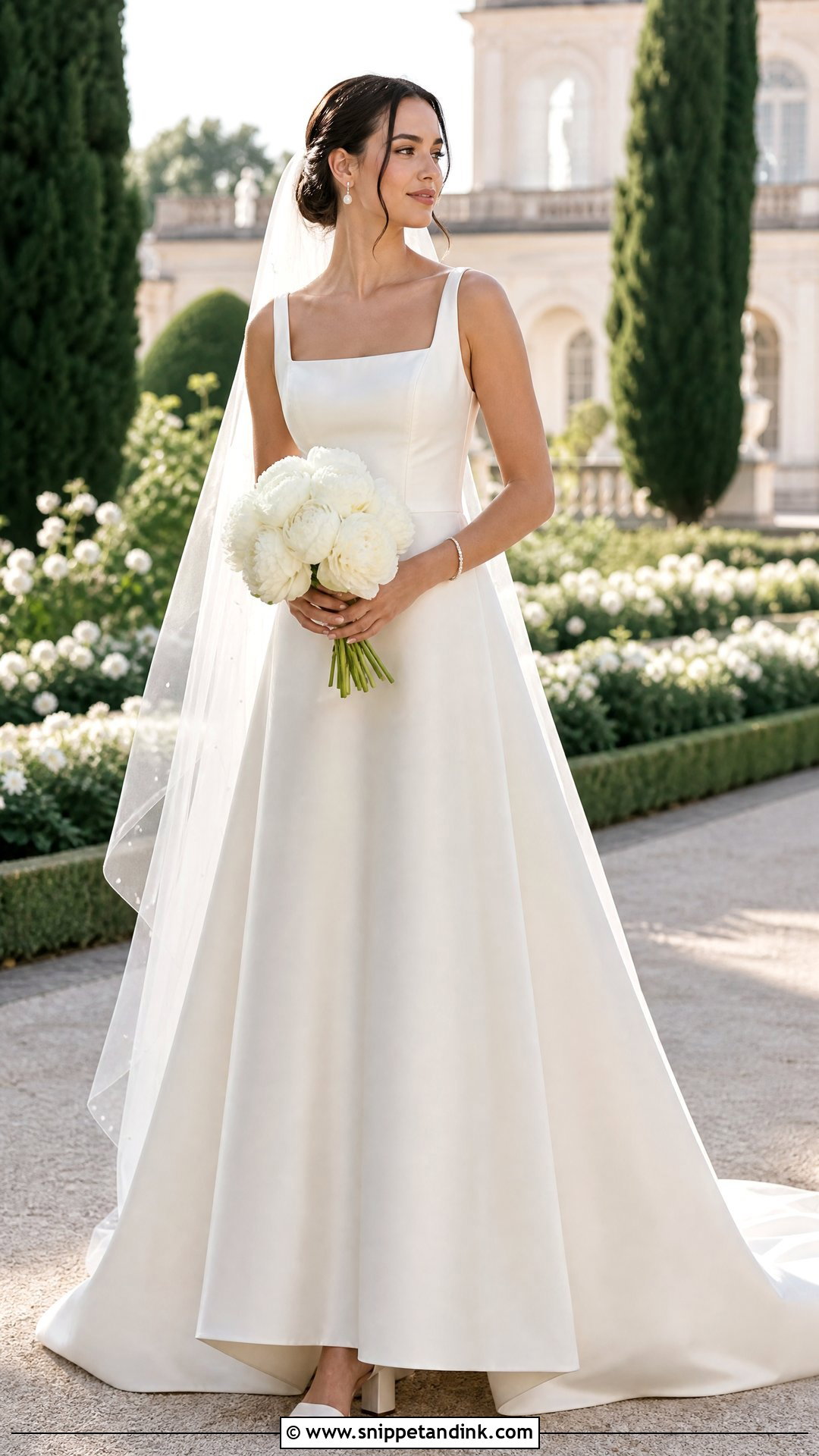 Square Neck Satin Wedding Dress - Snippet and Ink - 20 Vintage Silk Satin Wedding Dress Bridal Gowns