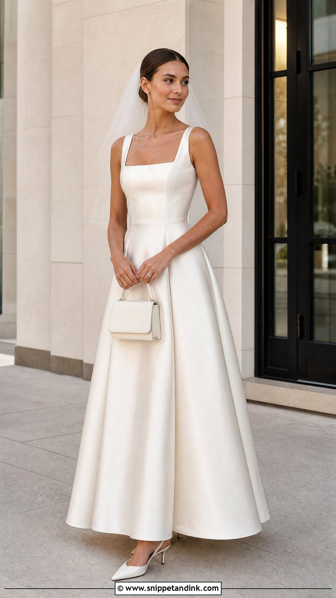 Square Neck Satin Wedding Dress - Snippet and Ink - 20 Wedding Dress for Small Bust Ideas