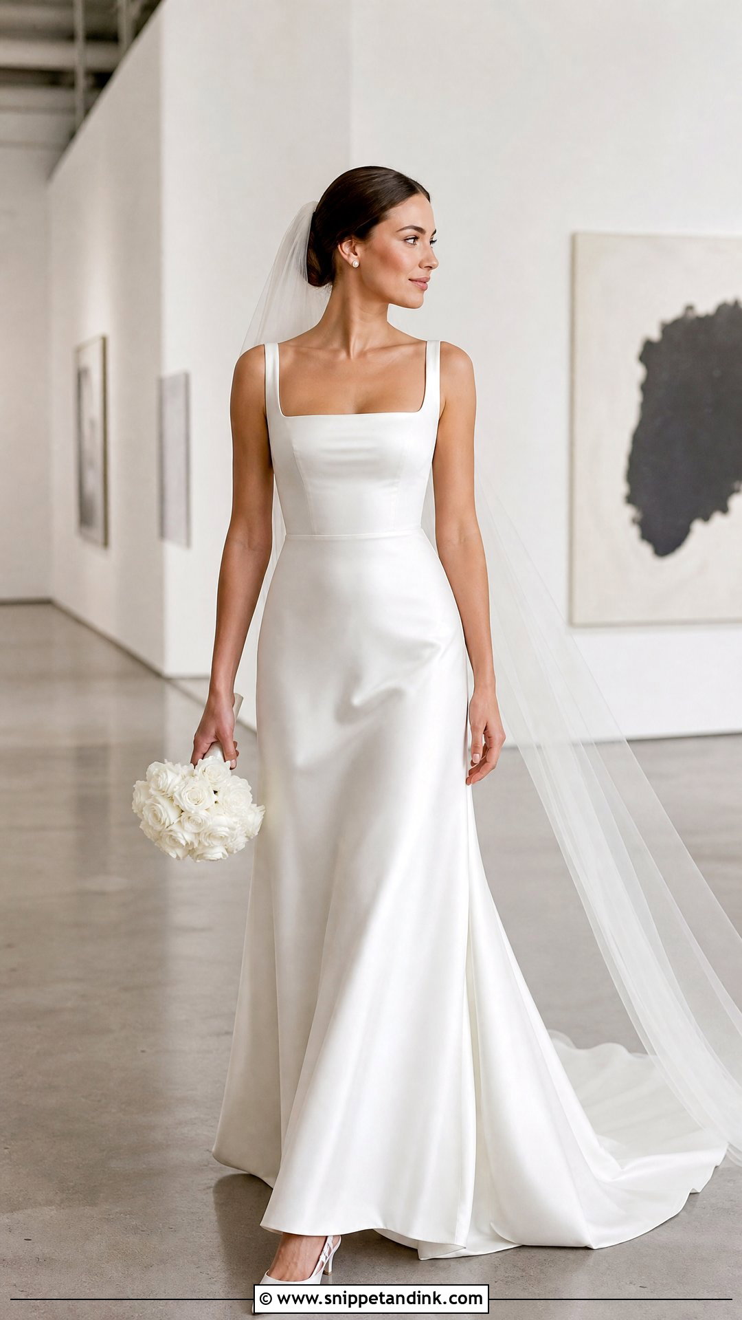 Square Neck Satin Wedding Dress - Snippet and Ink - 20 Wedding Dresses No Sleeves
