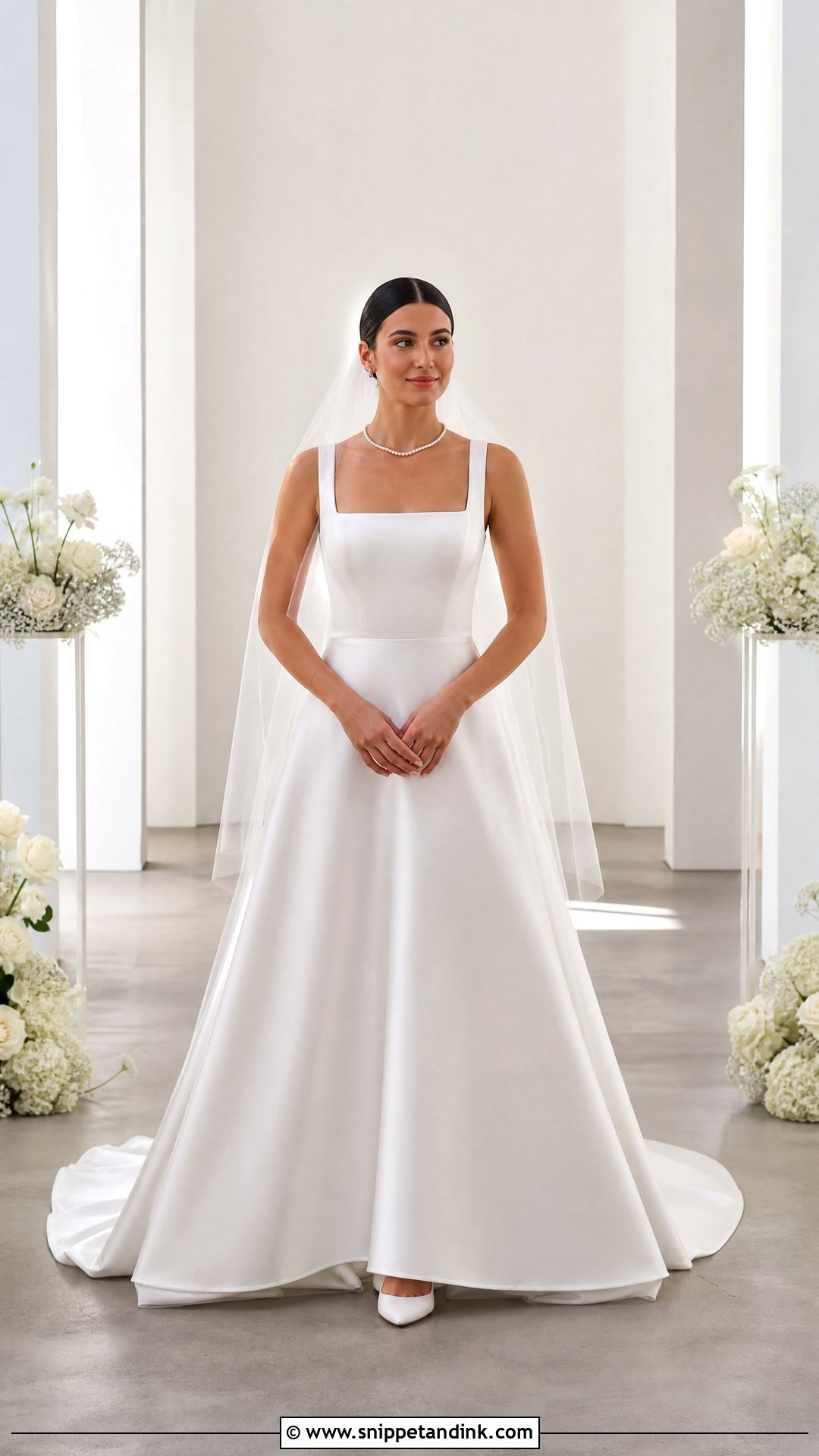 Square Neck Satin Wedding Dress - Snippet and Ink - 20 Wona Concept Wedding Dress Ideas