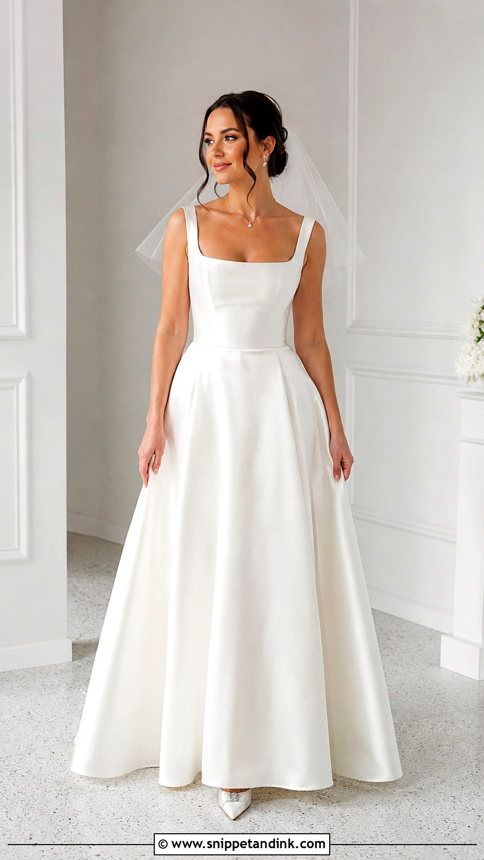 Square Neck Satin Wedding Dress - Snippet and Ink - 30 Satin Wedding Dresses