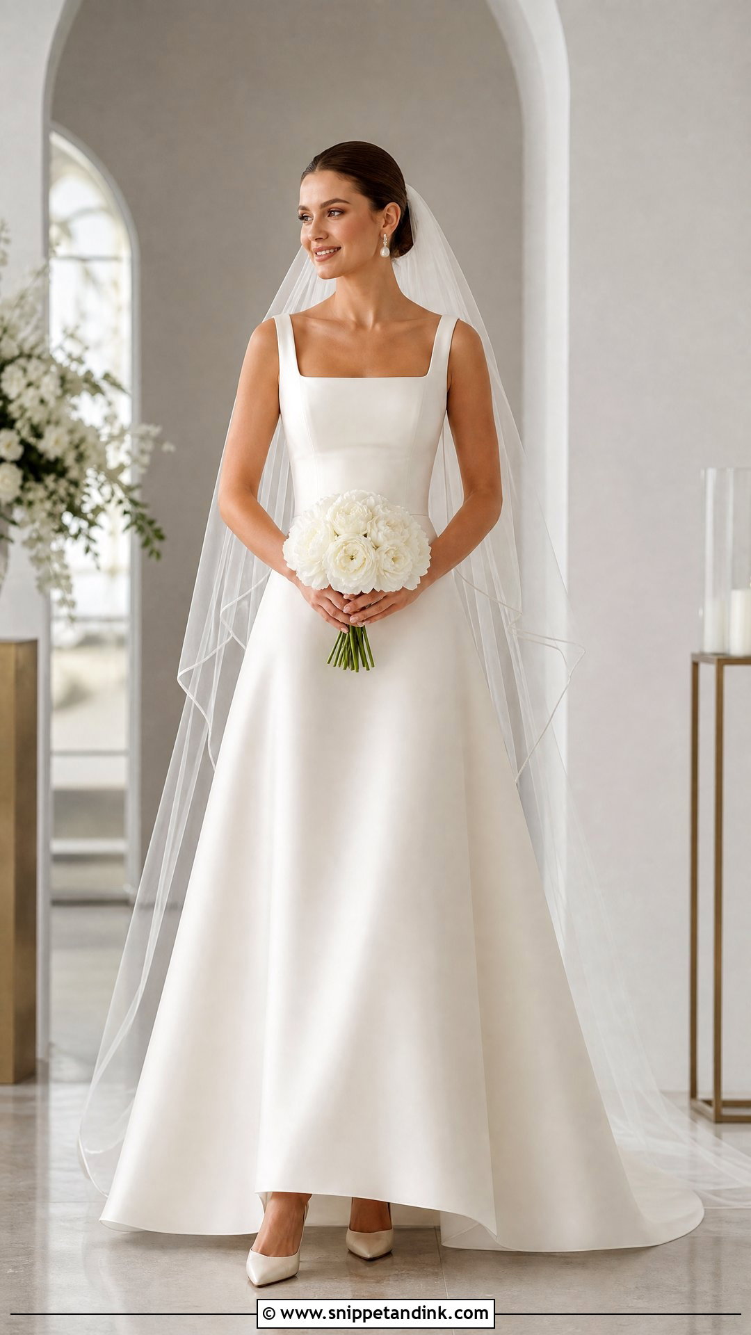 Square Neck Satin Wedding Dress - Snippet and Ink - 20 Angelic Wedding Dress Ideas
