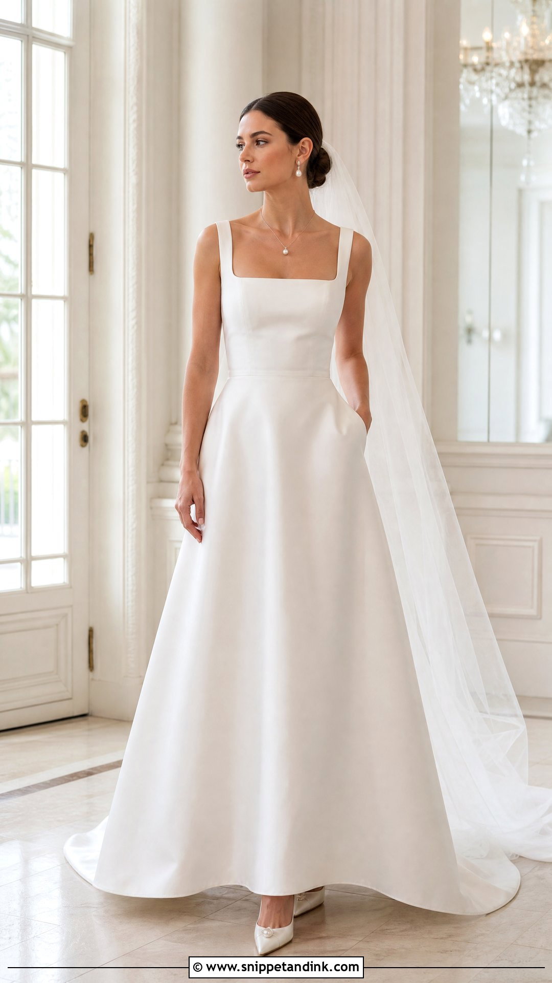 Square Neck Satin Wedding Dress - Snippet and Ink - 20 Glamorous Wedding Dress Ideas