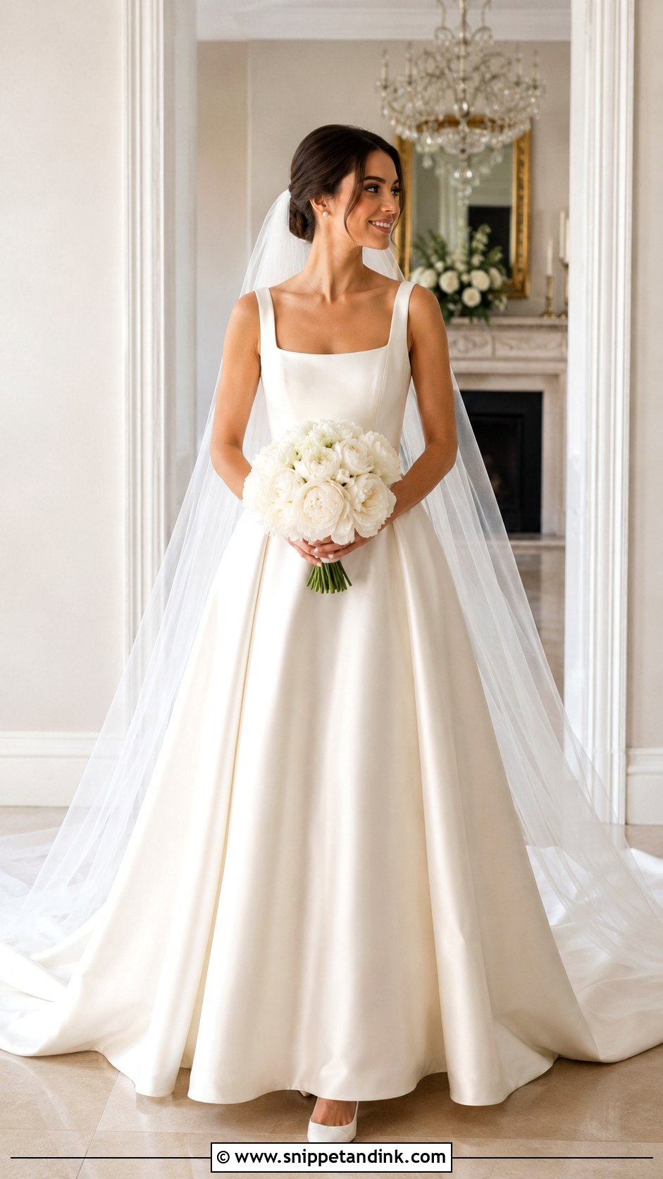Square Neck Satin Wedding Dress - Snippet and Ink - 20 Rich Wedding Dress Ideas