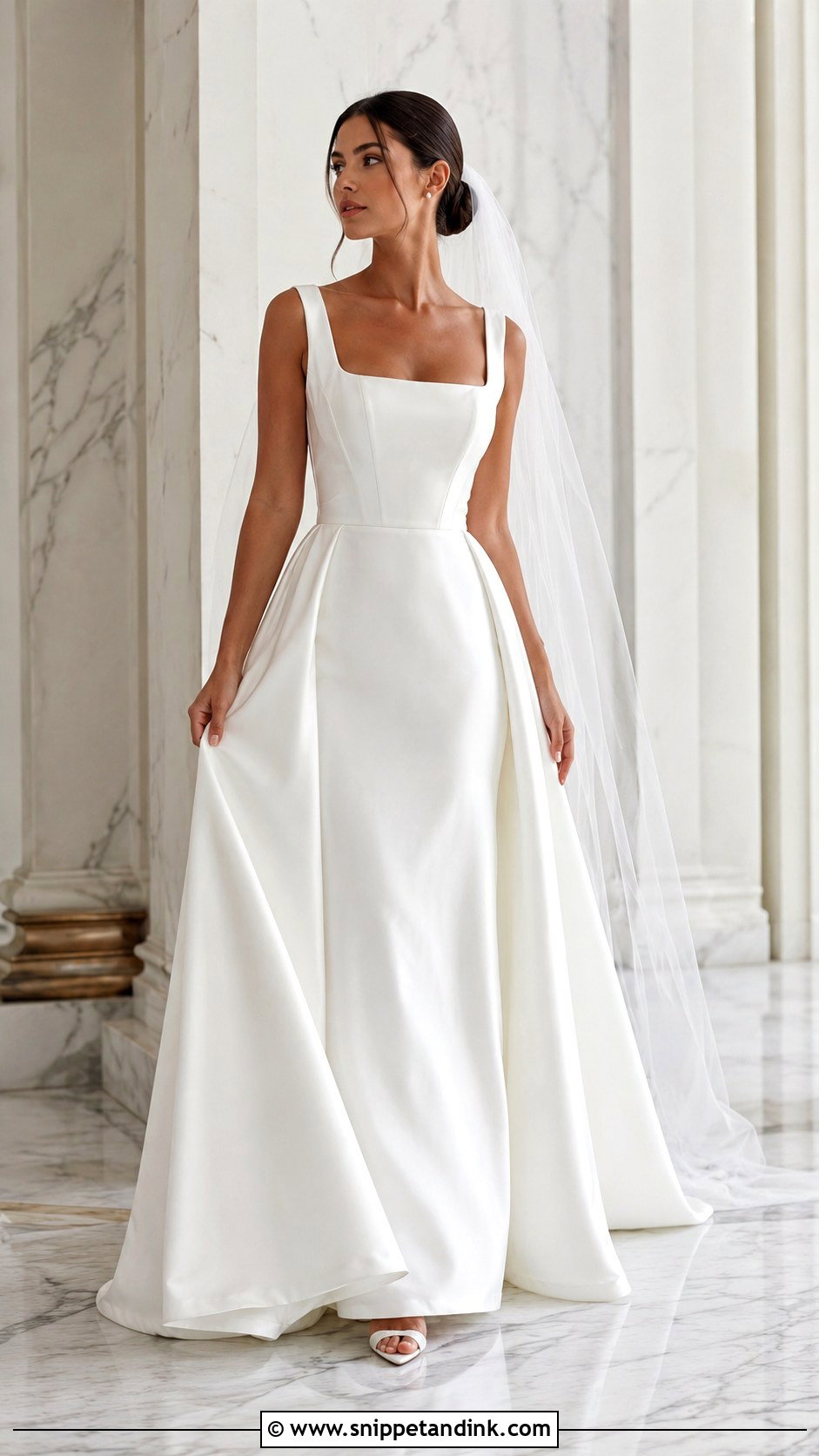 Square Neck Satin Wedding Dress - Snippet and Ink - 25 Classic Satin Wedding Dress Ideas