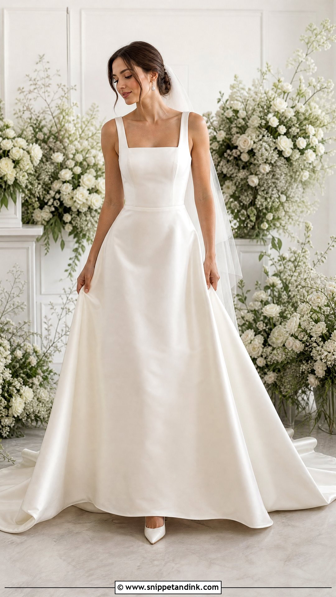 Square Neck Satin Wedding Dress - Snippet and Ink - 25 Satin Bridal Gowns