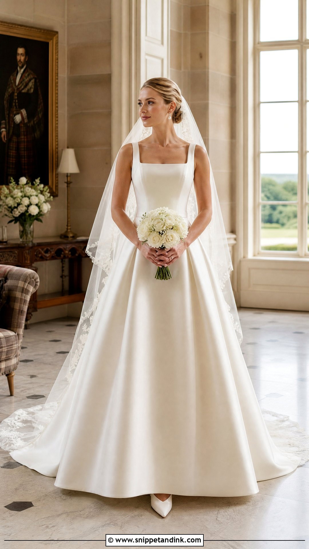 Square Neck Scottish Wedding Dress - Snippet and Ink - 20 Scotland Wedding Dress Ideas