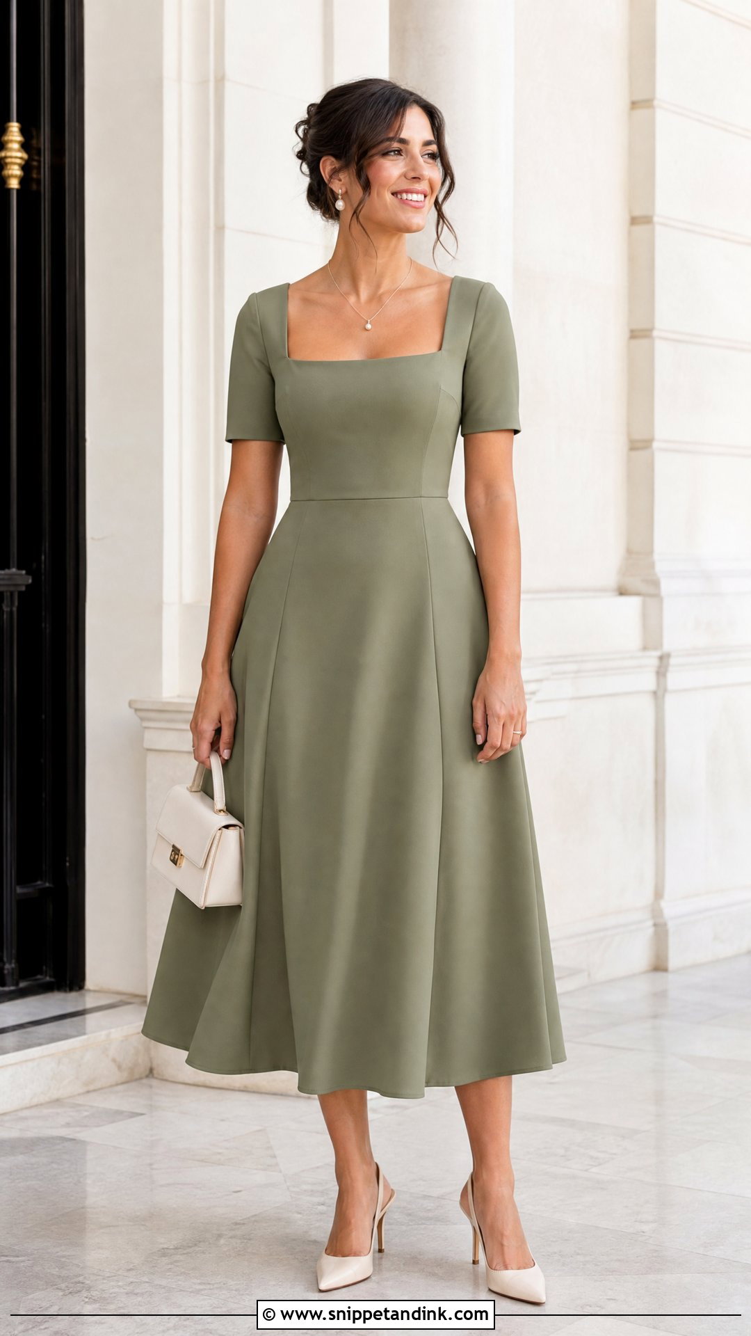 Square Neck Scuba Dress Wedding Outfit - Snippet and Ink - 20 Scuba Dresses Styles for Wedding