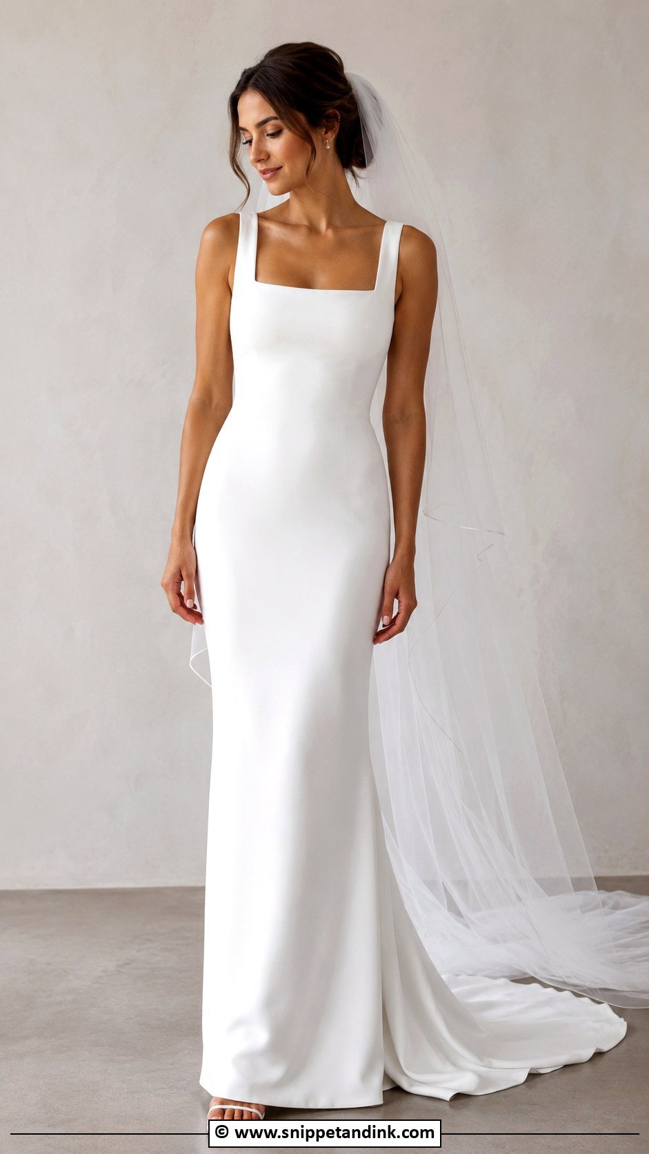 Square Neck Sheath Wedding Dress - Snippet and Ink - 35 Square Neck Wedding Dress Ideas