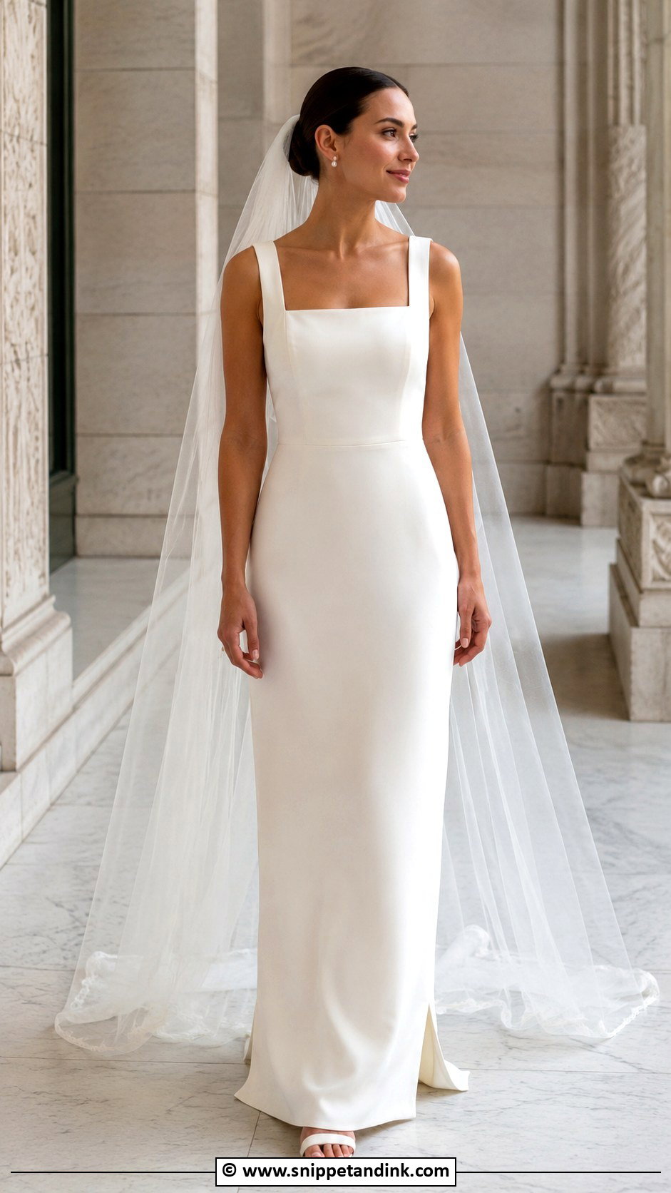 Square Neck Sheath Wedding Dress - Snippet and Ink - 30 Sheath Wedding Dress Ideas