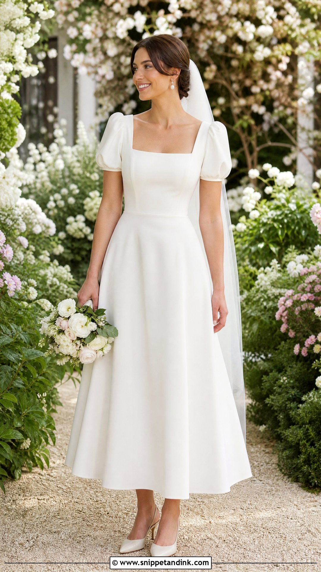 Square Neck Short Sleeve Wedding Dress - Snippet and Ink - 25 Wedding Dresses Square Neckline