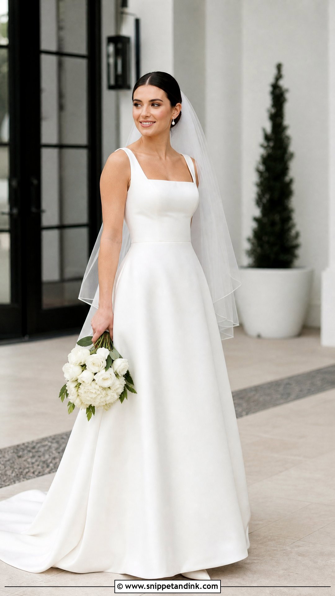 Square Neck Silk Bridal Dress - Snippet and Ink - 20 Silk Bride Dress Ideas