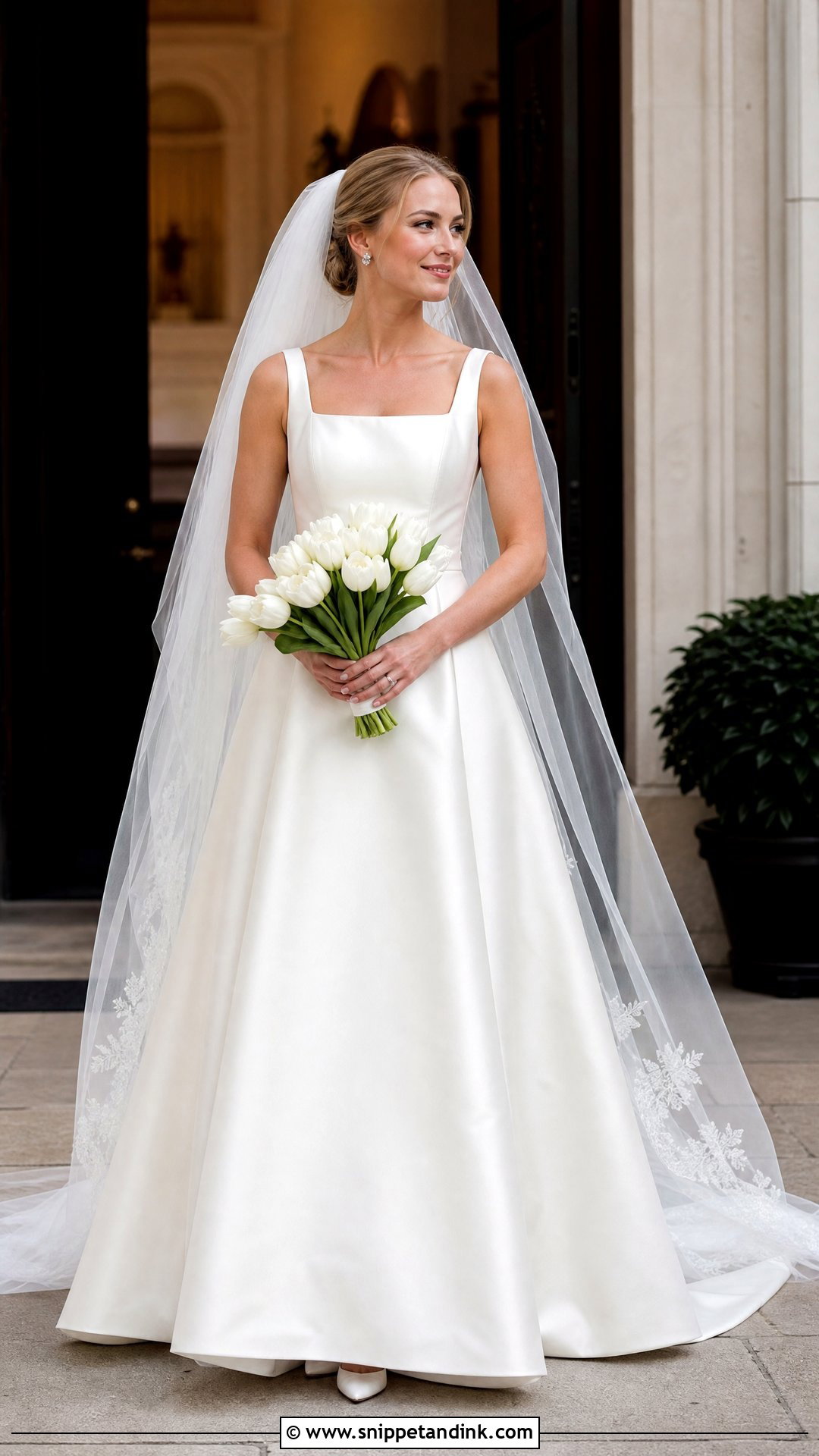 Square Neck Silk Bridal Gown - Snippet and Ink - 20 Silk Bridal Gown Ideas