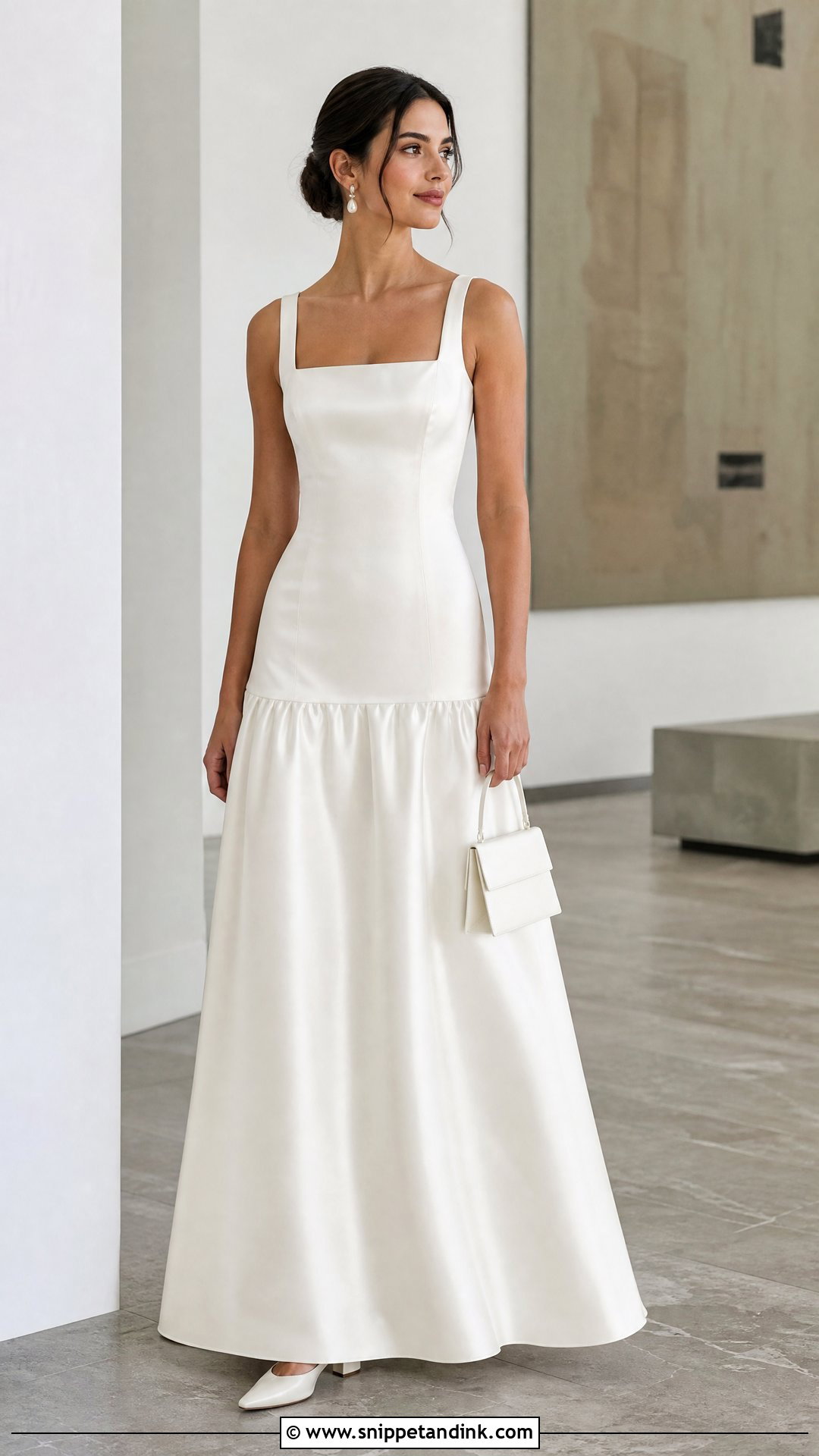 Square Neck Silk Drop Waist Wedding Dress - Snippet and Ink - 20 Silk Drop Waist Wedding Dress Ideas