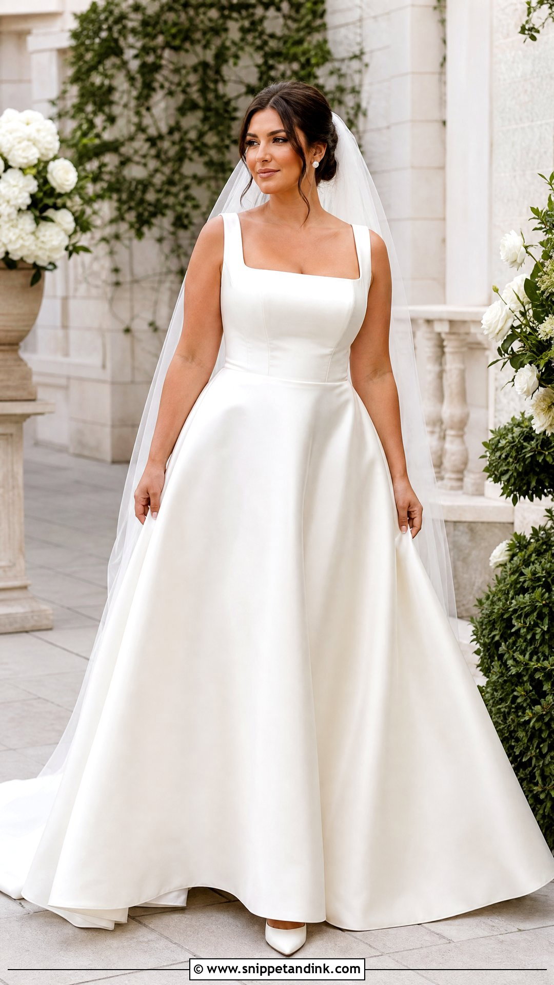 Square Neck Silk Satin Wedding Dress - Snippet and Ink - 20 Silk Satin Wedding Dresses